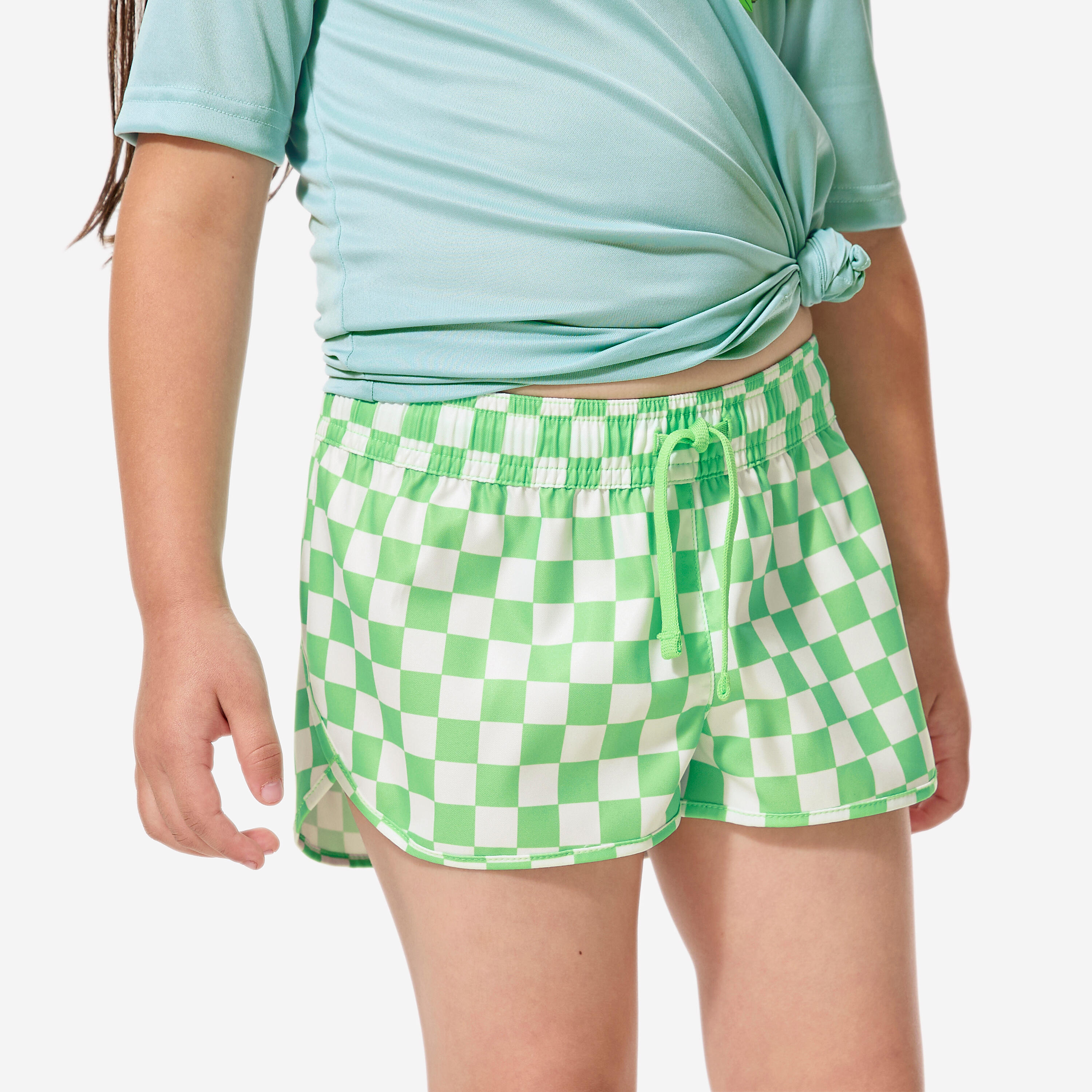 Decathlon Boardshorts Mädchen 100 Caro grün kariert