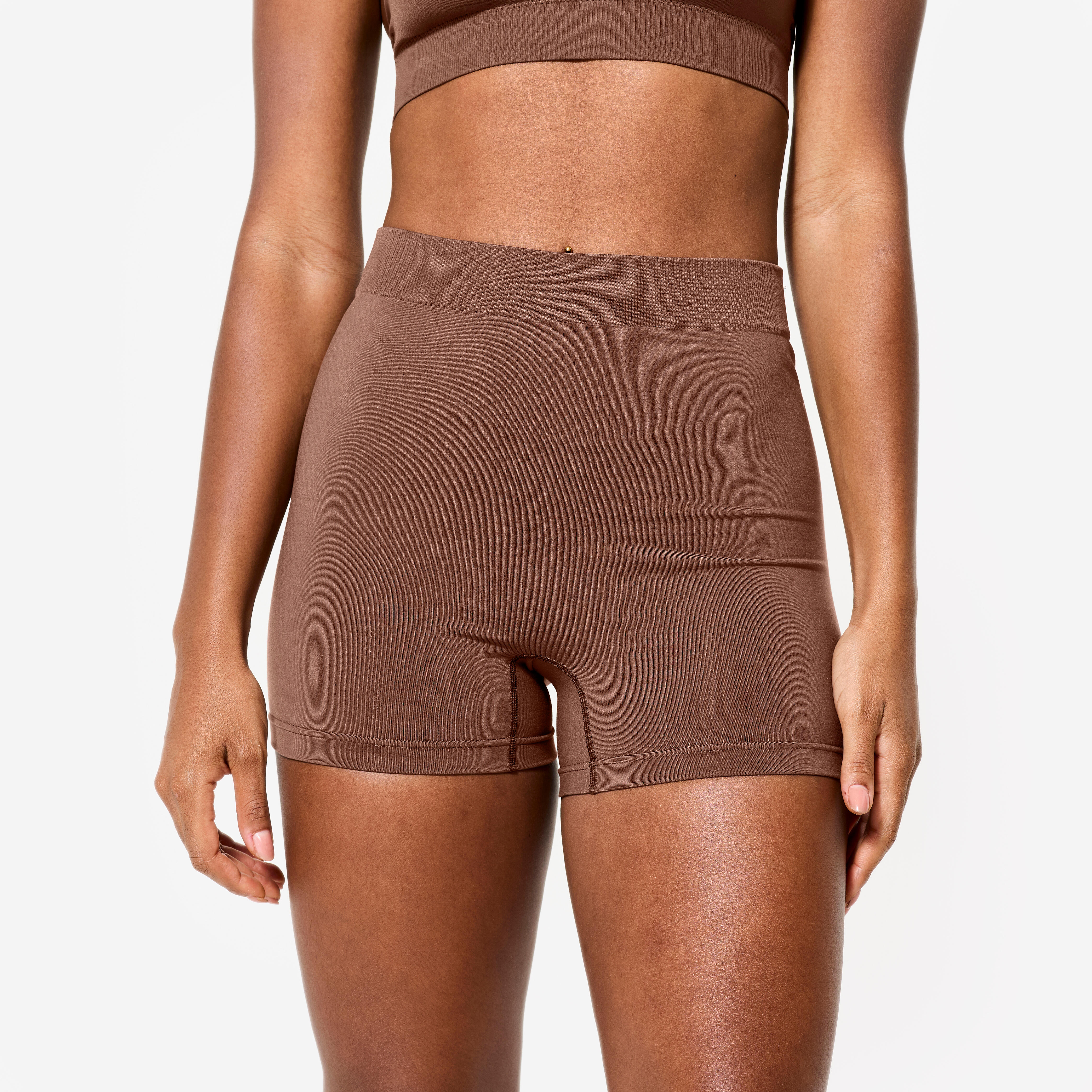 Decathlon Tanzshorts Damen hoher Taillenbund - dunkelbraun