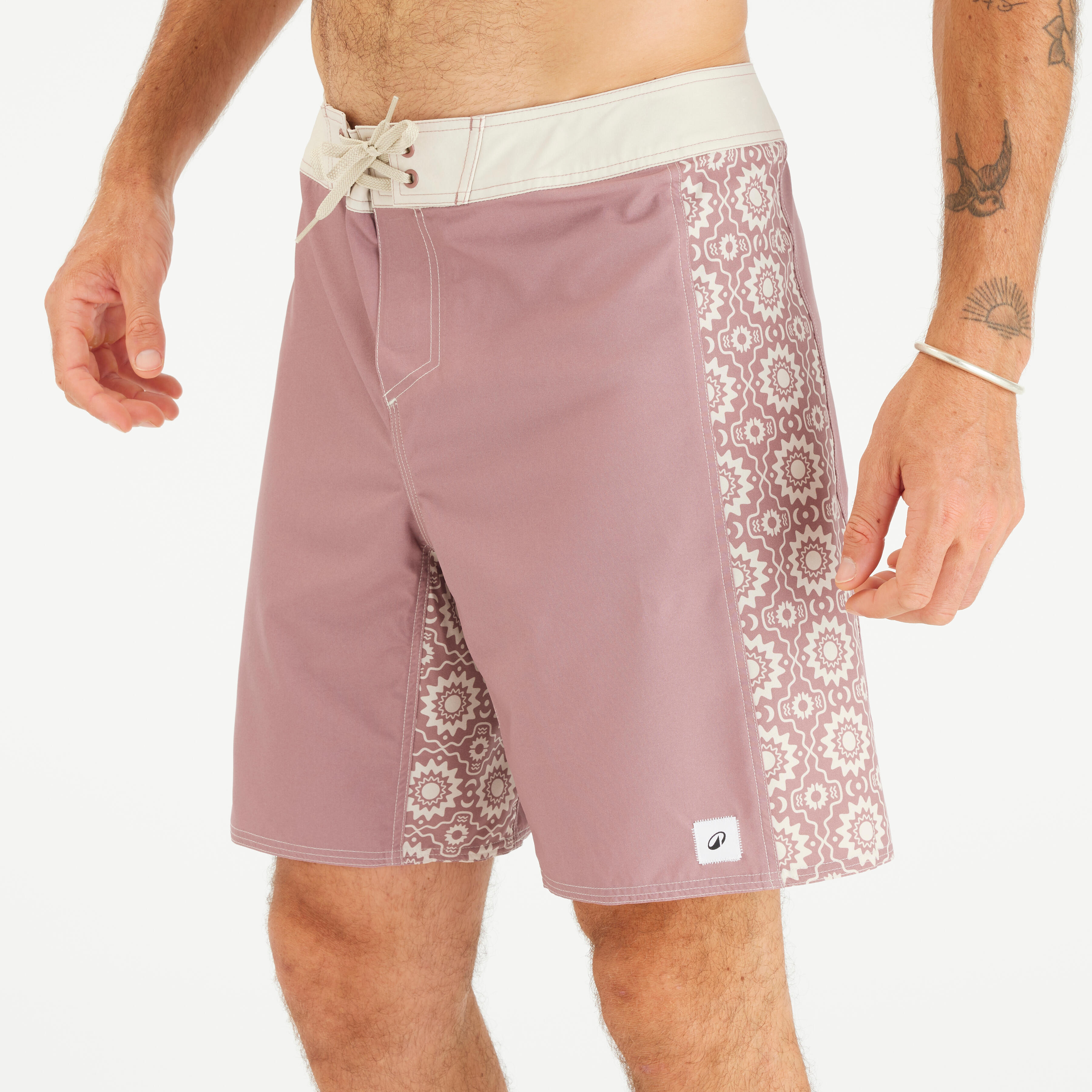 OLAIAN Boardshorts Surfen Herren lang 500 Arch Esawira 19'' rosa/taupe DE 50 / FR 44