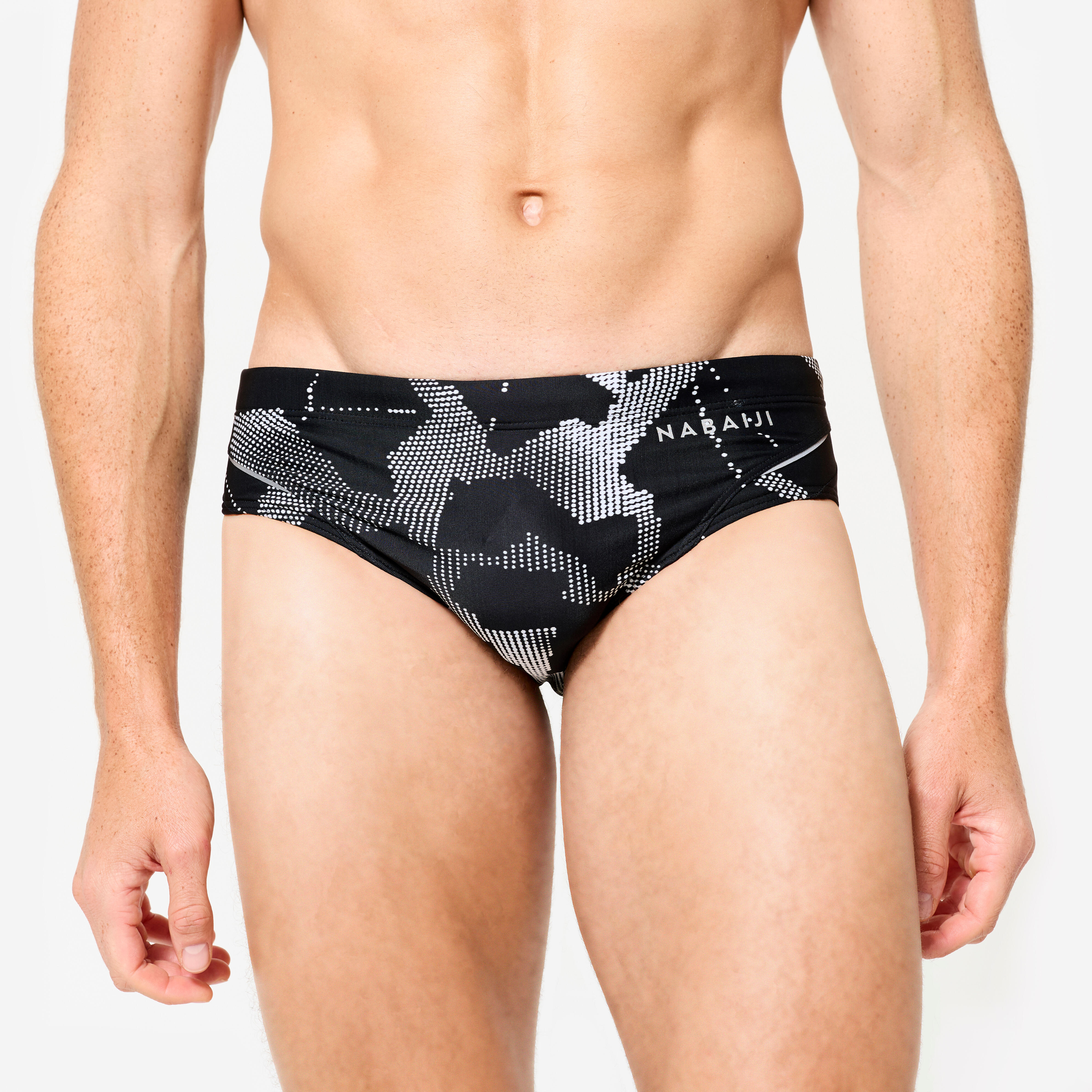 NABAIJI Badehose Slip Herren - 900 Print All Ice schwarz/weiß