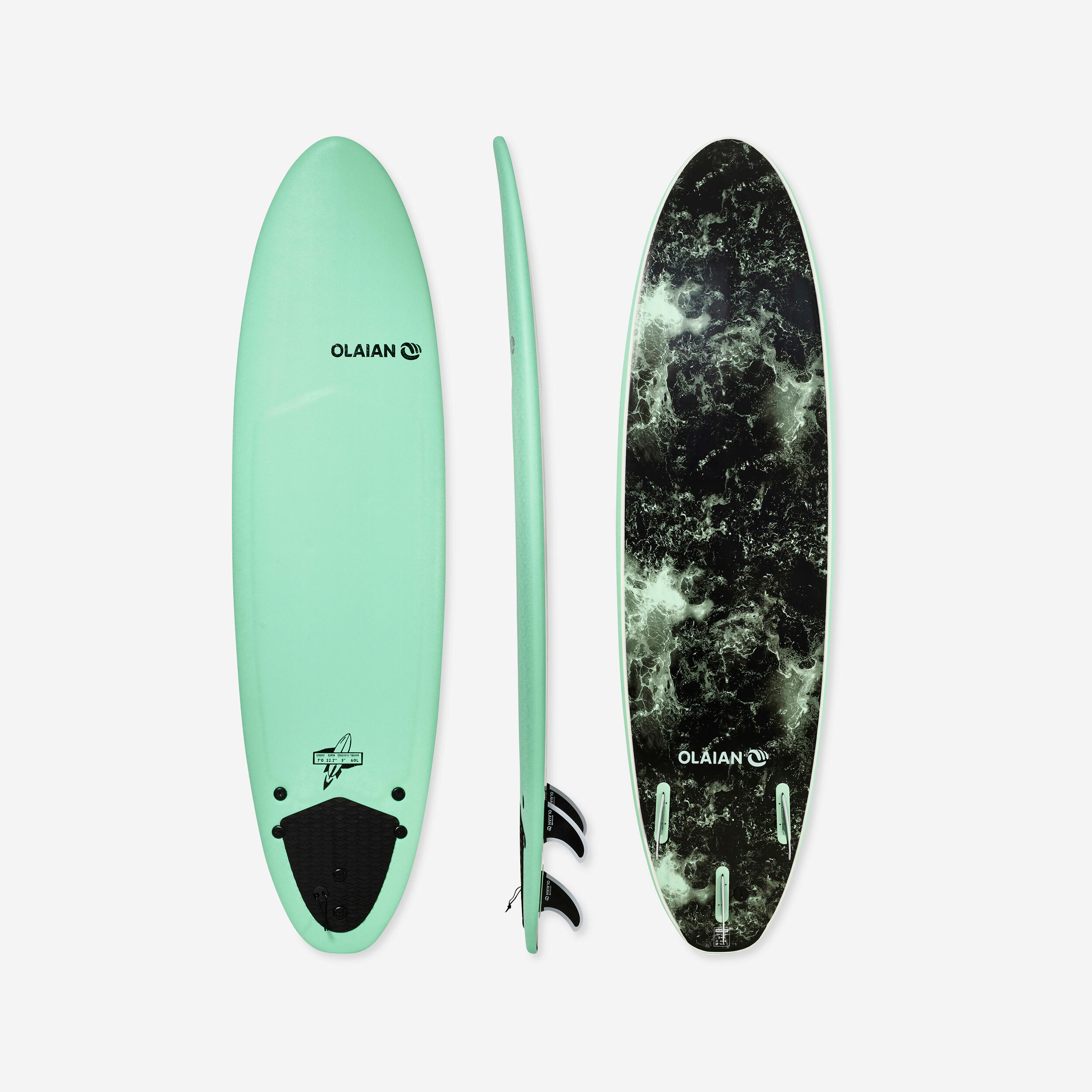 OLAIAN Gebraucht - Surfboard Schaumstoff 900 7' Lieferung mit drei Finnen - SEHR GUT No Size