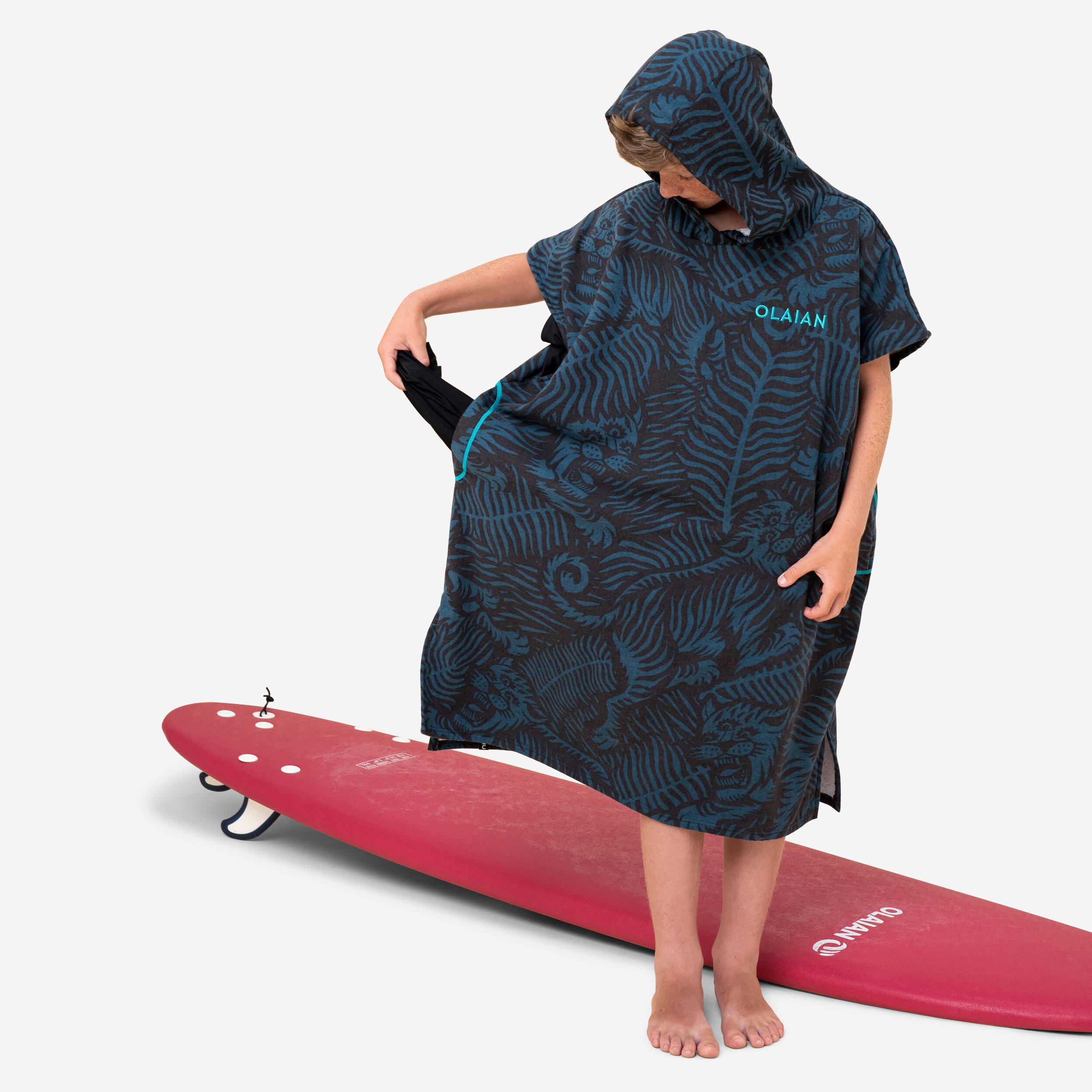 OLAIAN Surf-Poncho Kinder 135â€“160Â cm 550 Tiger schwarz No Size