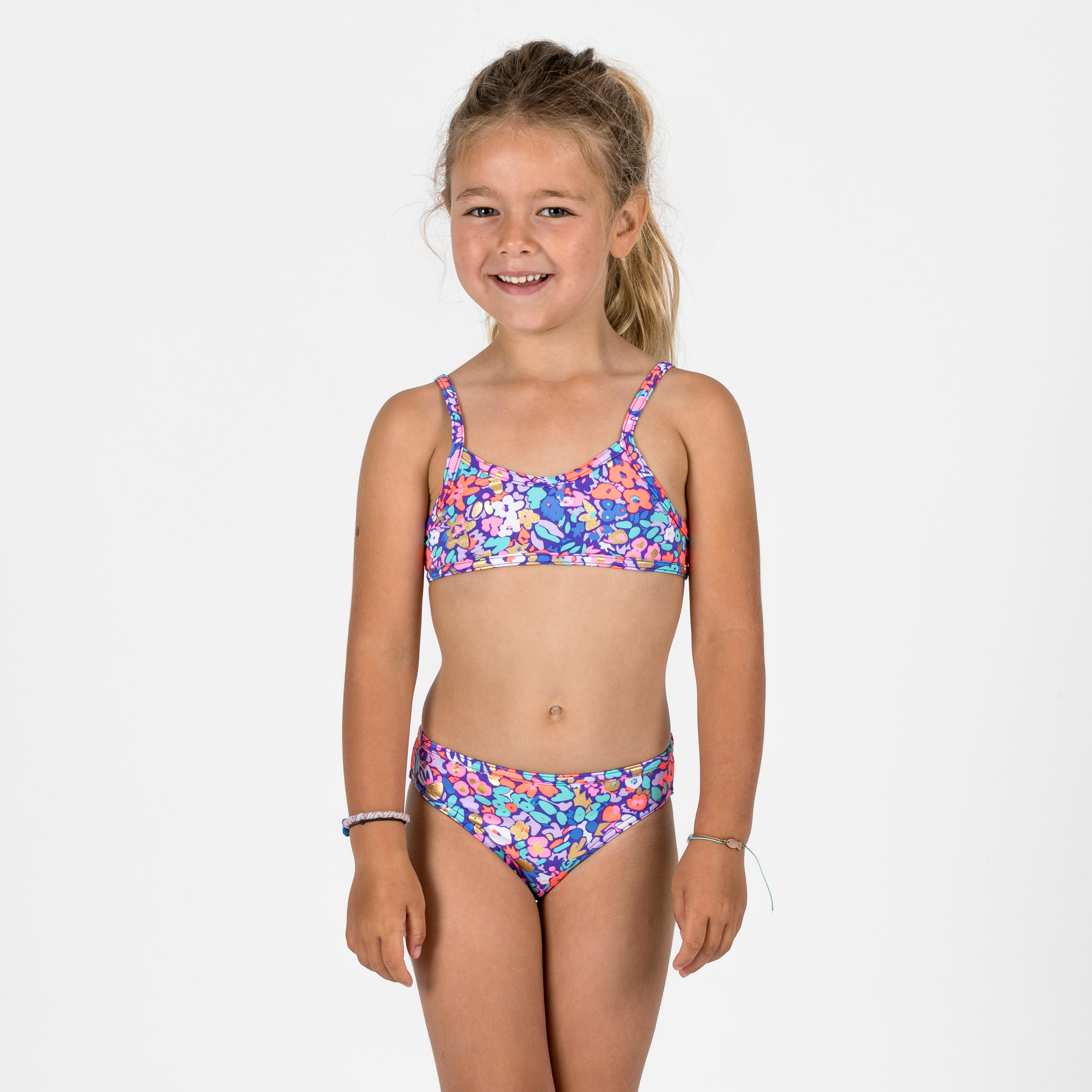 Decathlon Bikini-Set Surfen Mädchen gekreuzte Träger Boni bunt