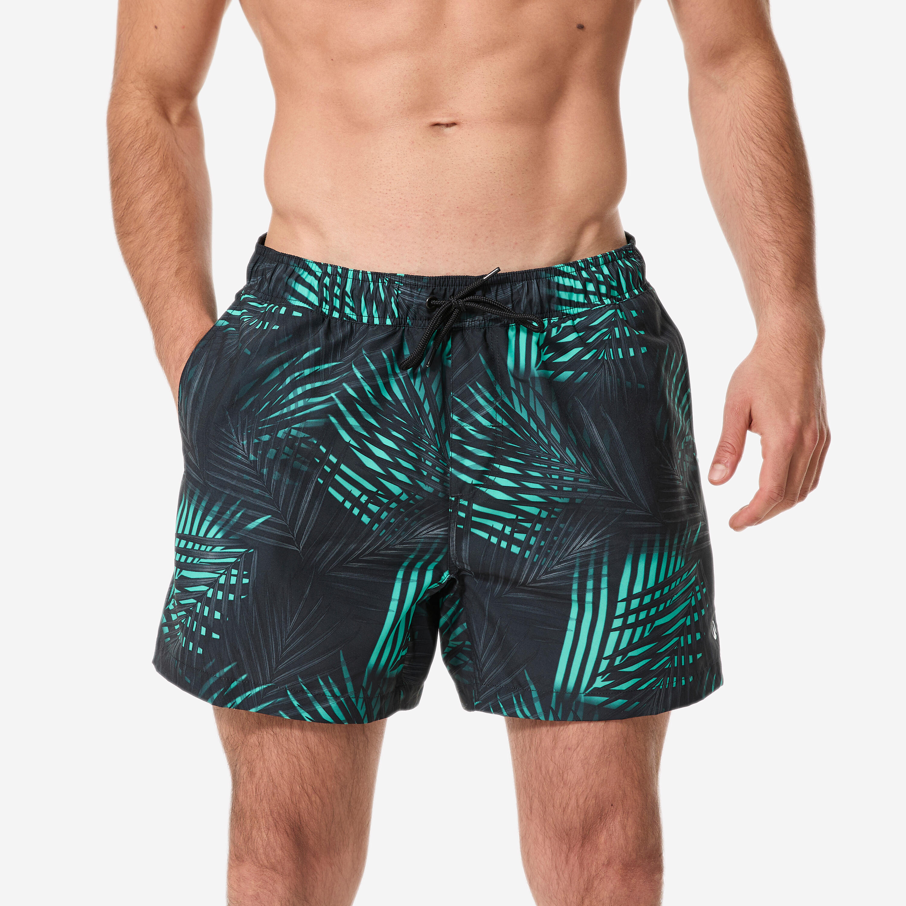Decathlon Boardshorts Herren kurz 100 Palm 15'' grün