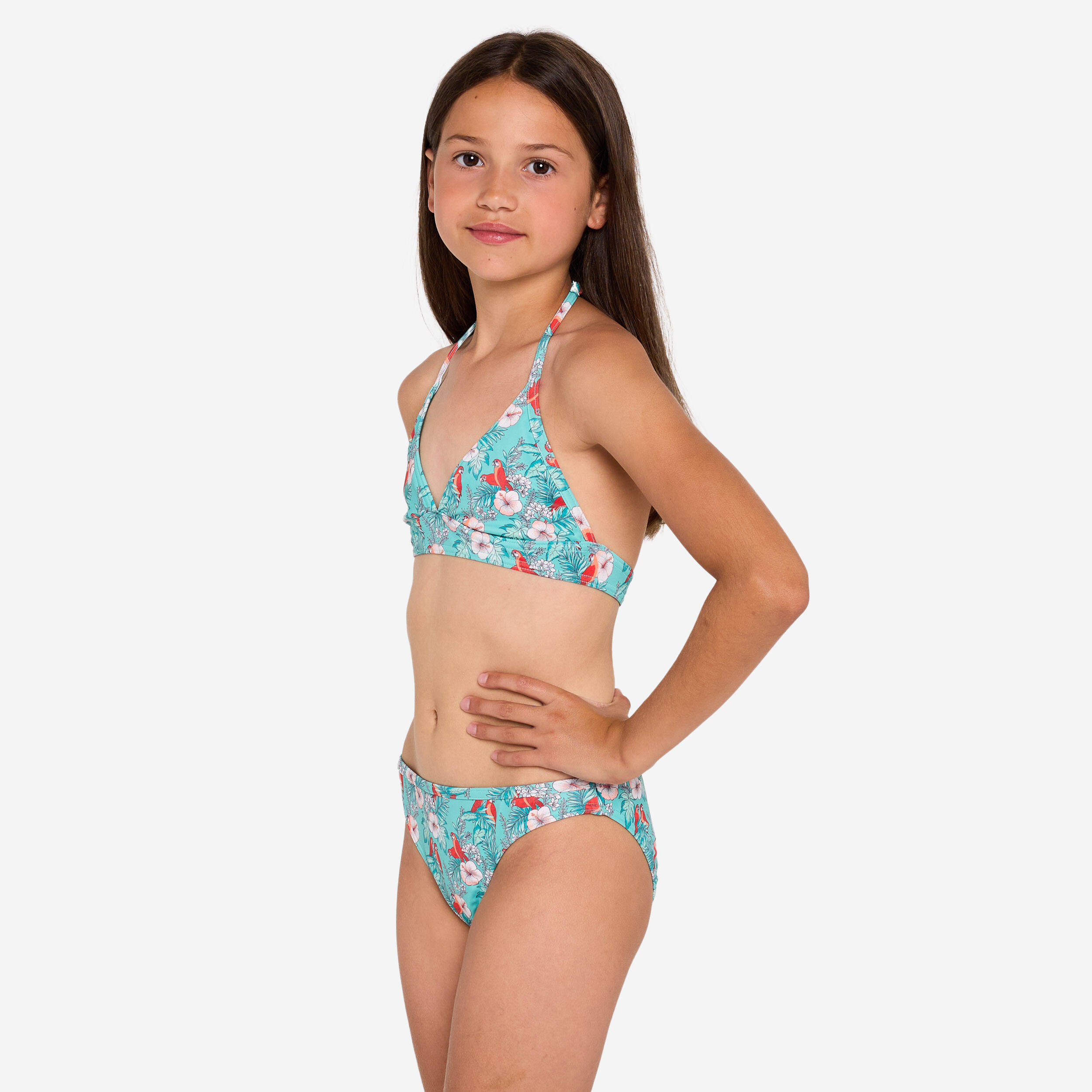 OLAIAN Bikini-Set Surfen MÃ¤dchen Tali tÃ¼rkis/geblÃ¼mt 141-148cm 10-11J