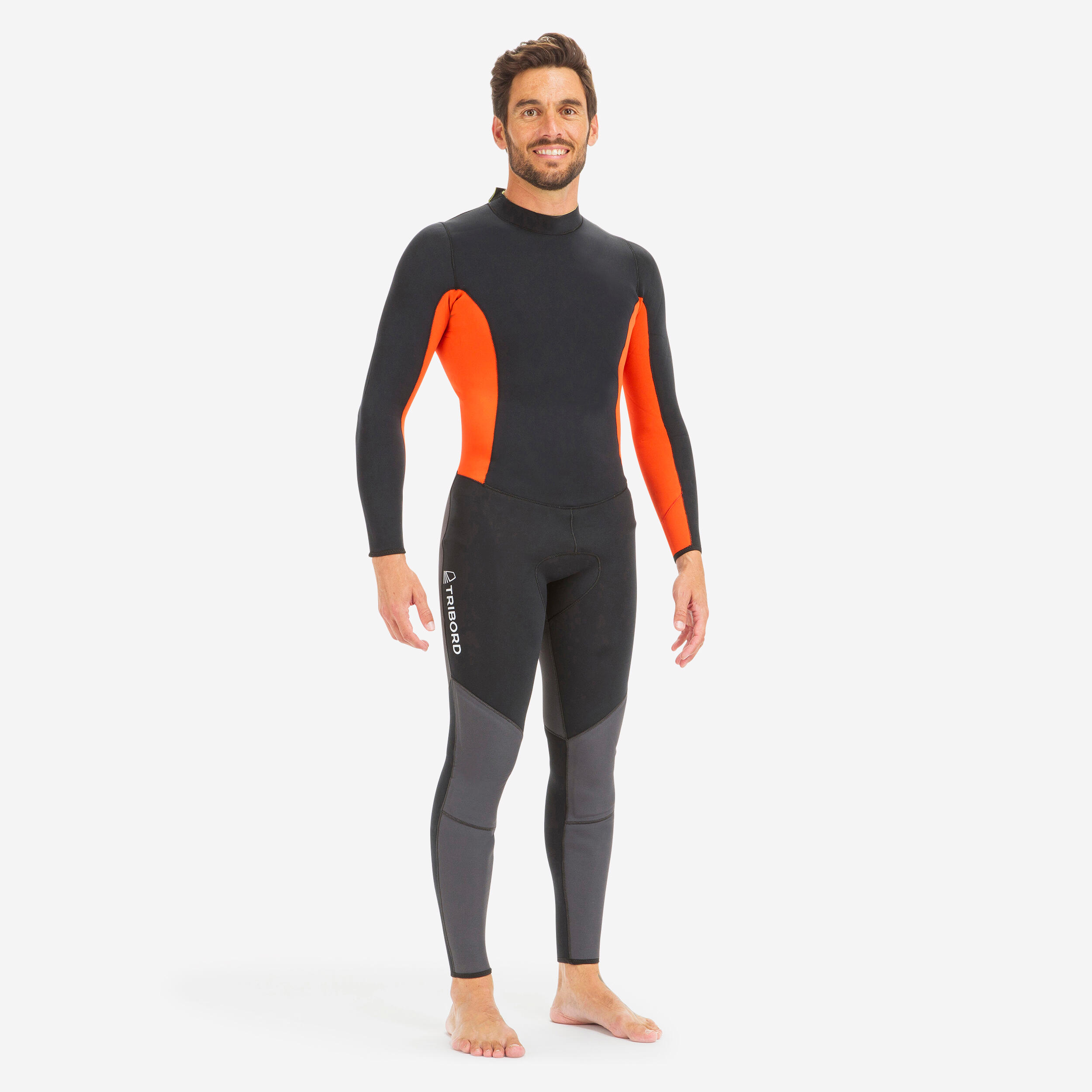TRIBORD Neoprenanzug Segeln Jolle Katamaran Herren 500 3/2Â mm schwarz/orange XS