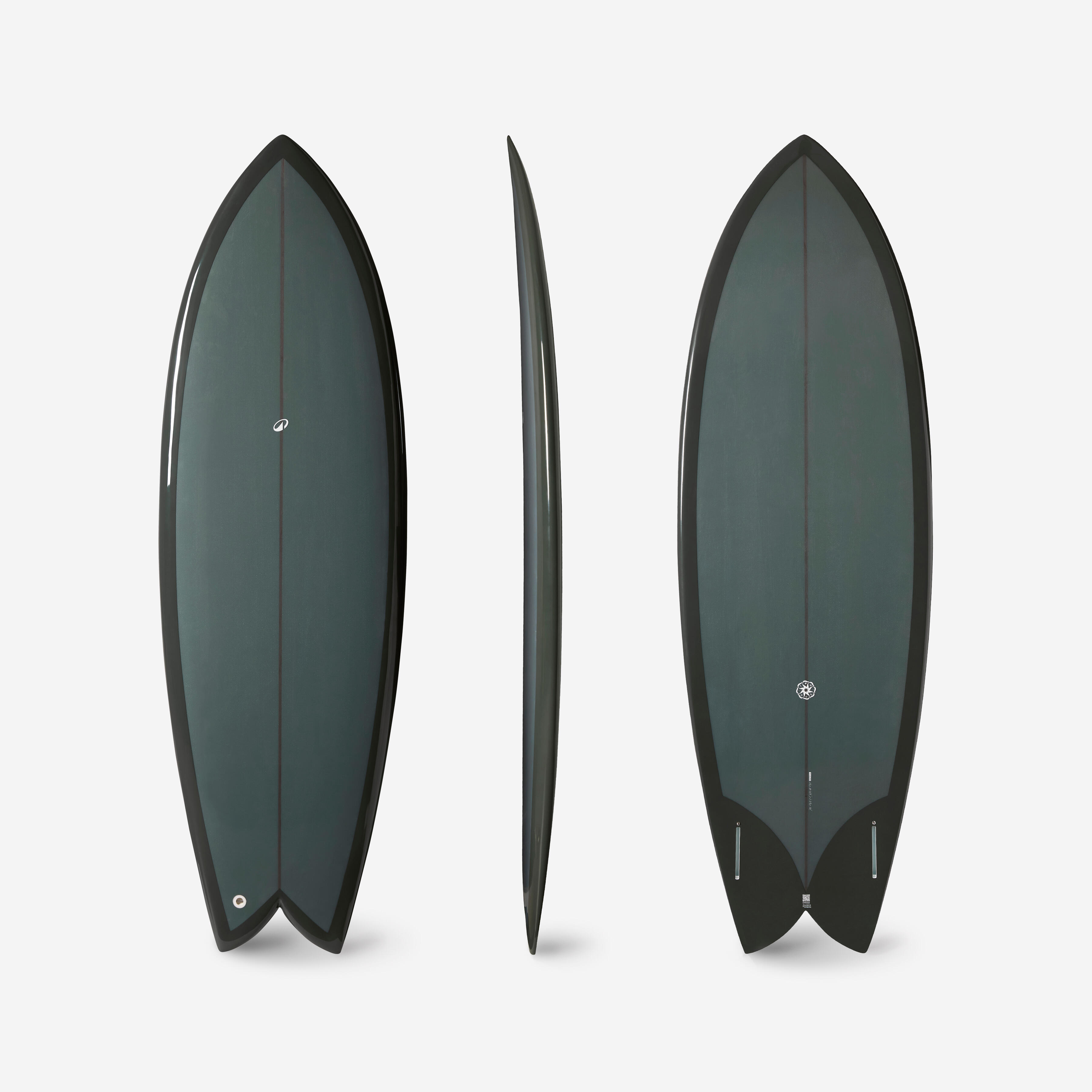 OLAIAN Surfboard Fish mit Futures Box ohne Finnen 900 5'8 dunkelgrün