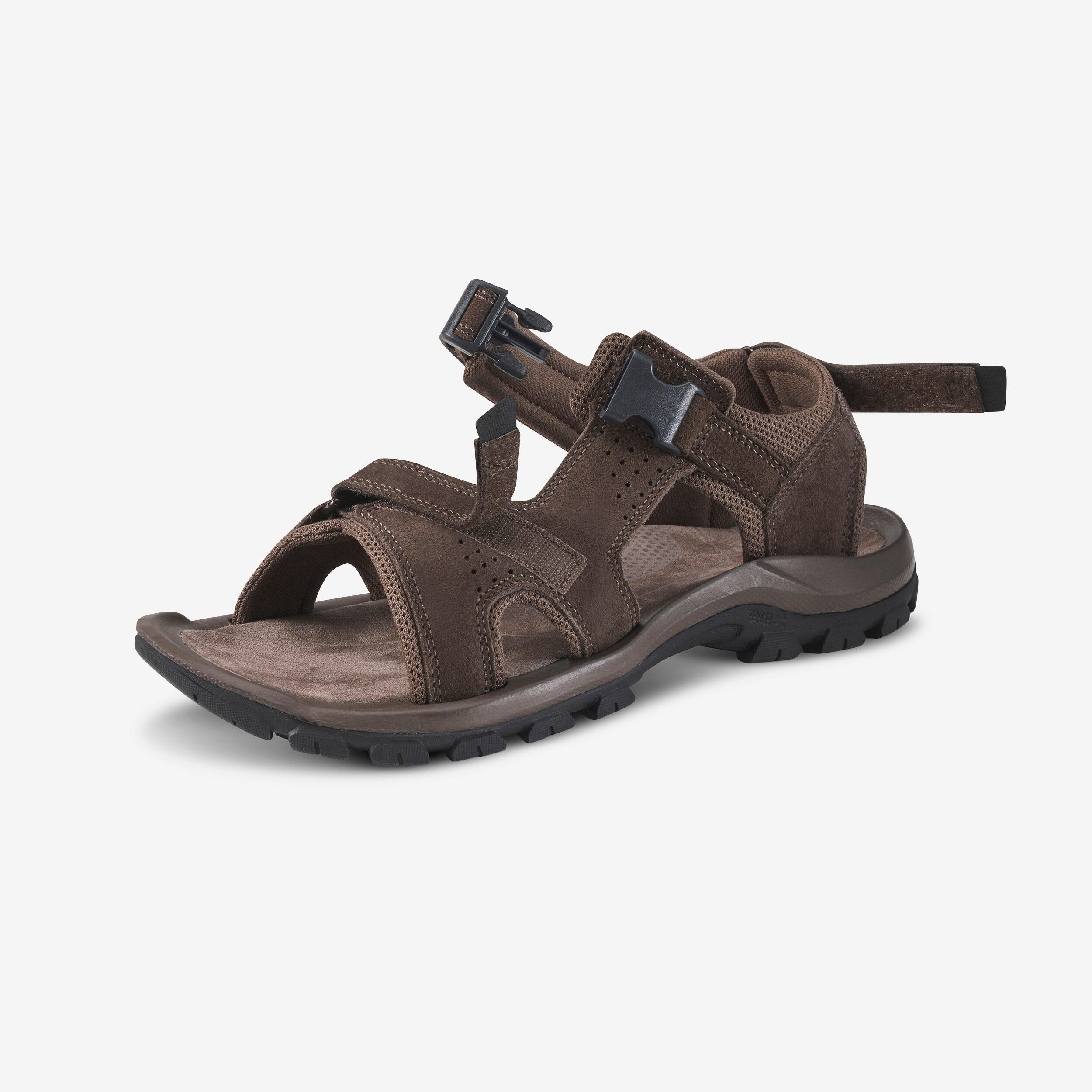 QUECHUA Trekkingsandalen Naturwandern NH500 Leder Herren khaki