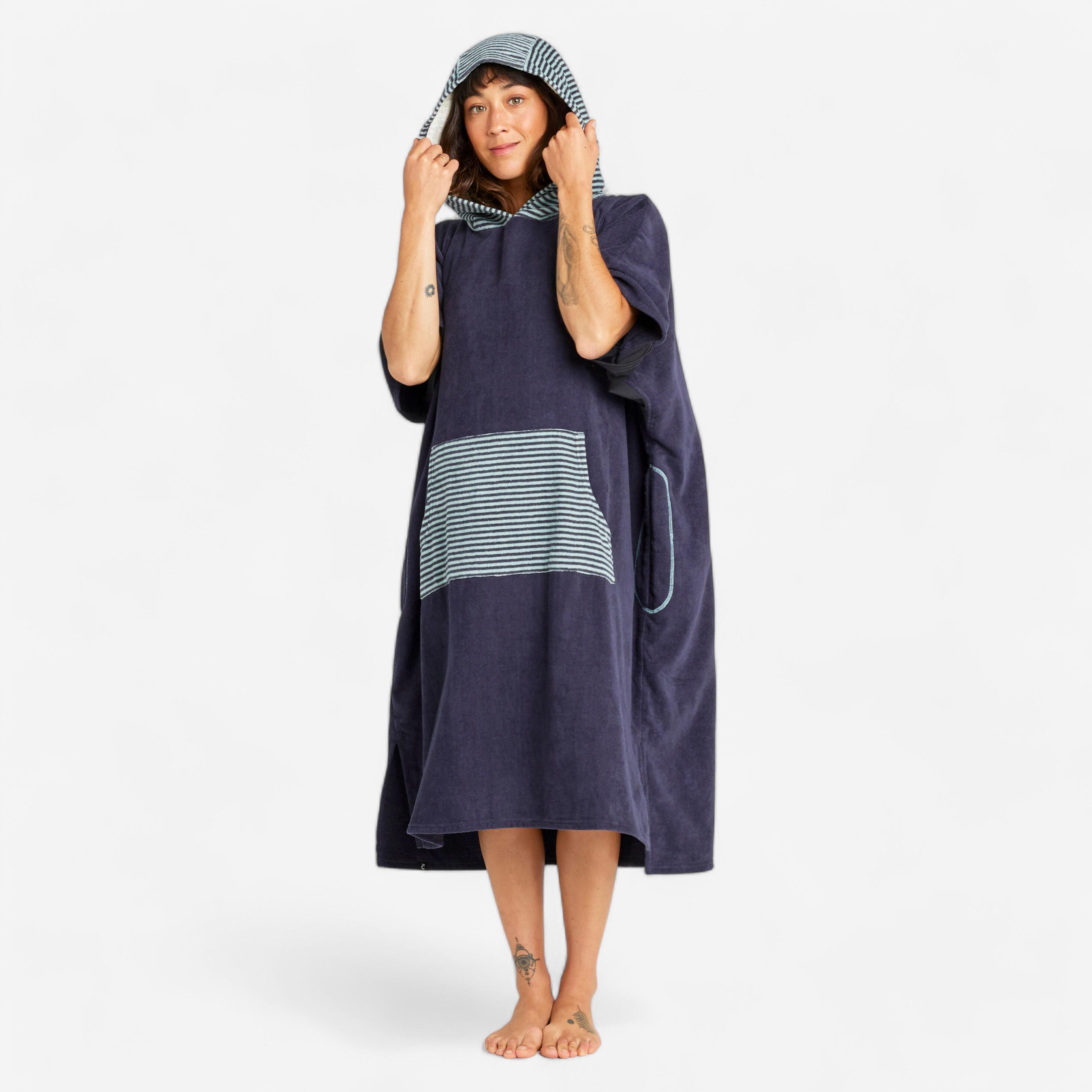 OLAIAN Surf-Poncho Damen/Herren ab 150 cm 900 Fish blau/grau