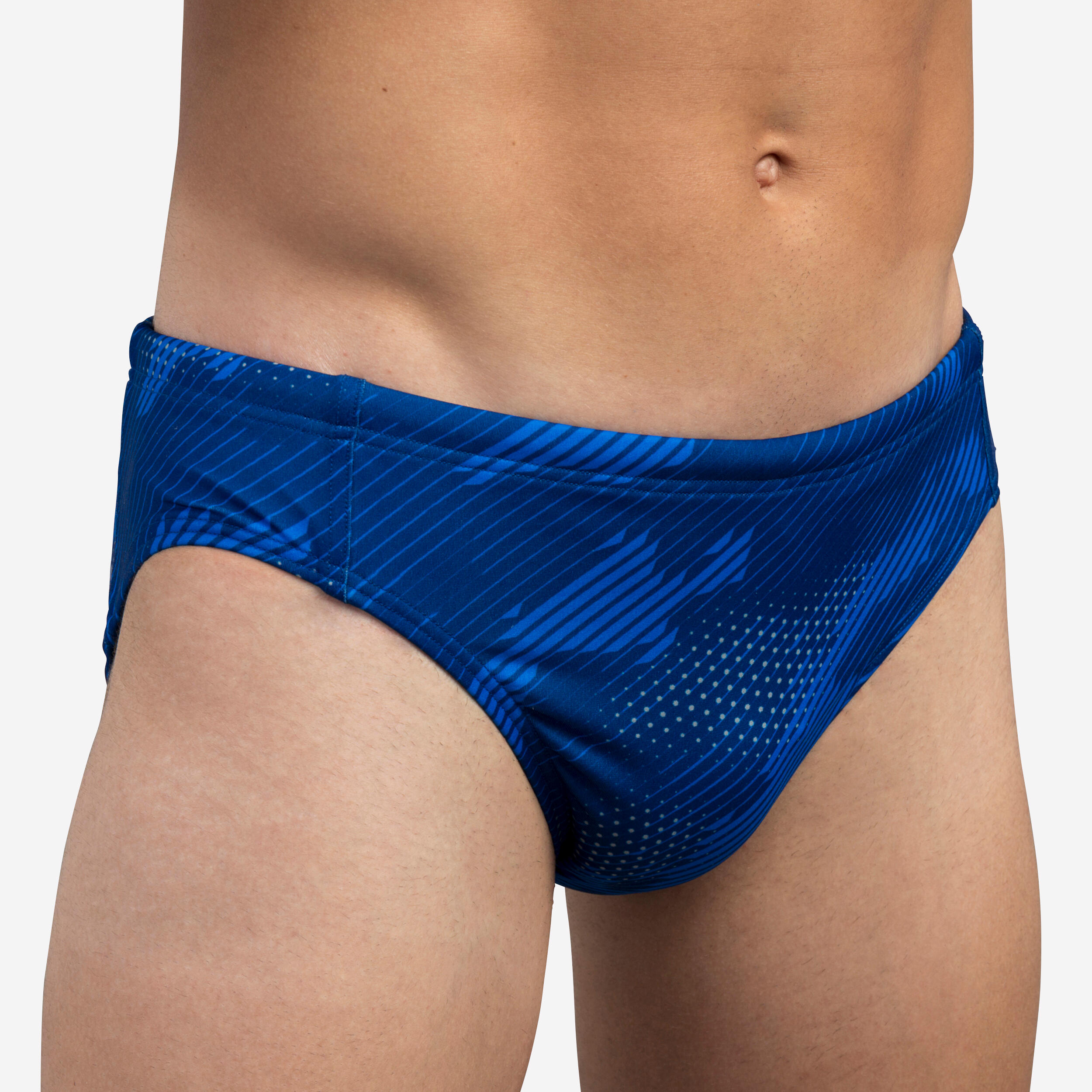 Decathlon Badehose Slip Wasserball Herren - 500 Camo blau