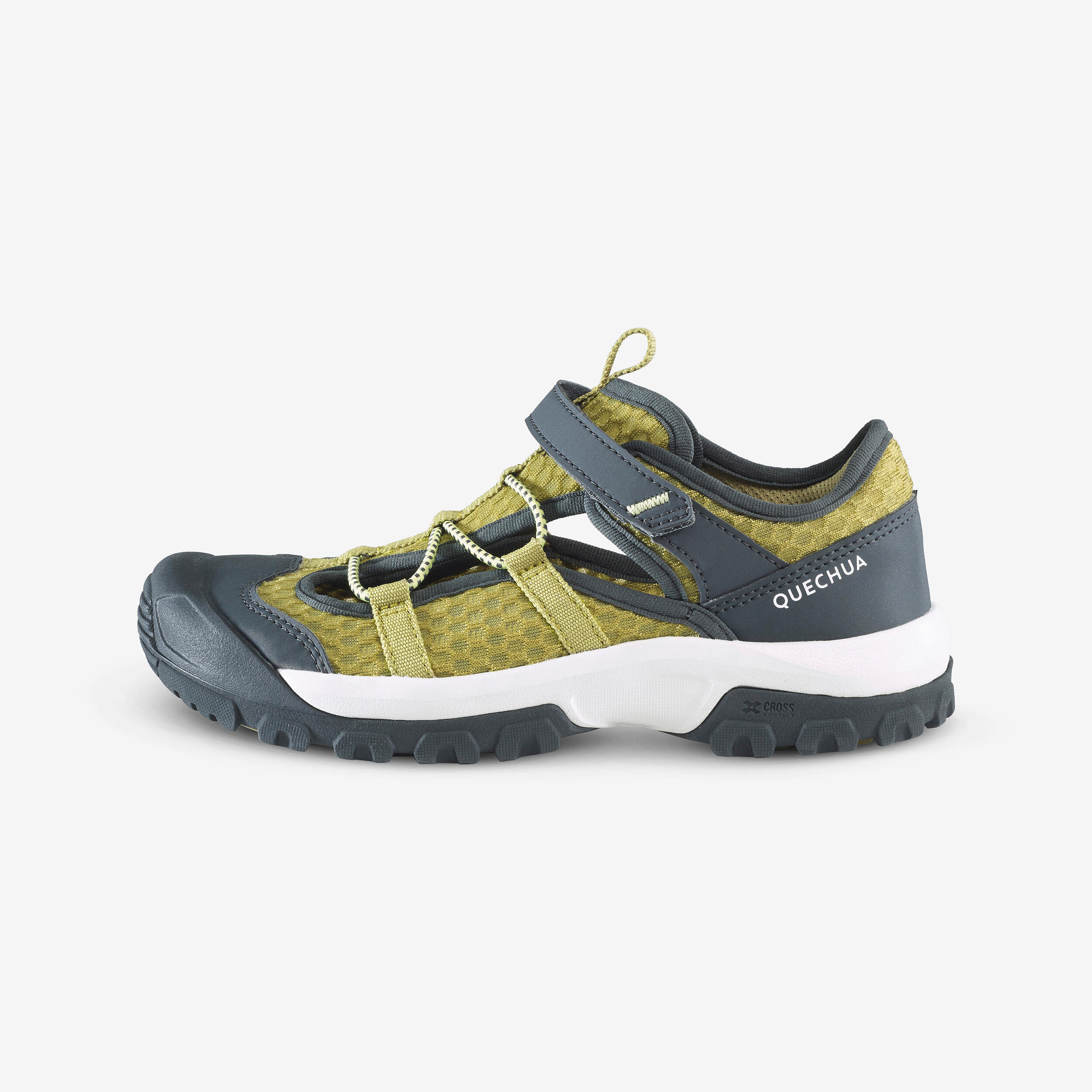 QUECHUA Trekkingsandalen Kinder 28–39 leicht mit Klettverschluss Wandern - MH900 khaki