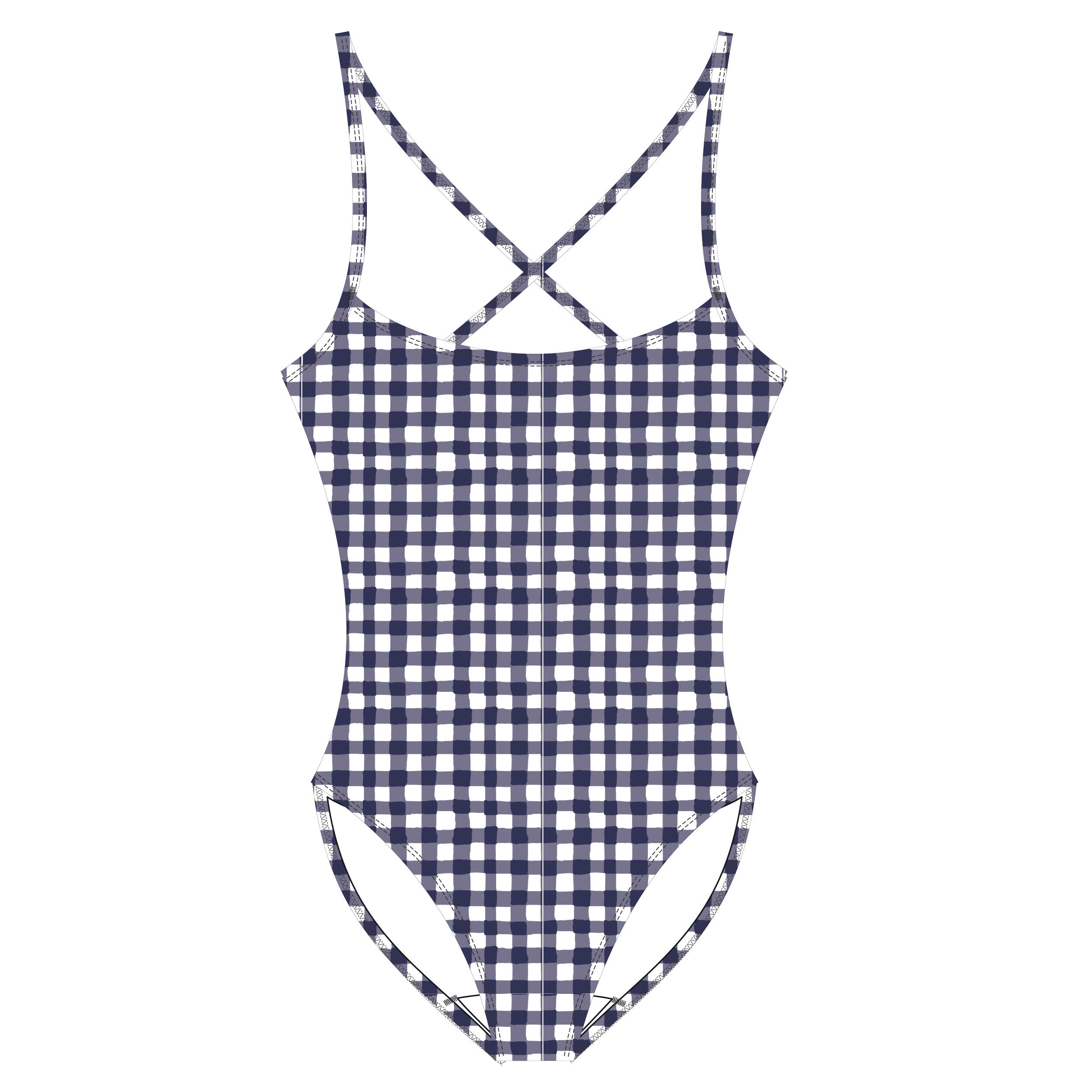 Decathlon Badeanzug Mädchen Vichy Hanalei marineblau