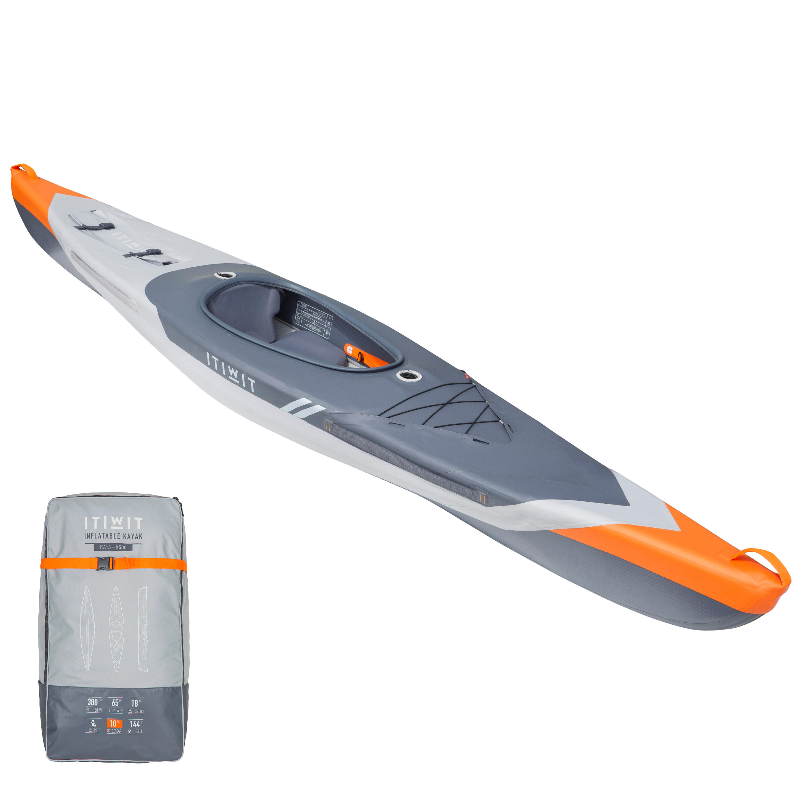 ITIWIT Kajak aufblasbar Hochdruck Drop Stitch 1-Sitzer - X500 Touring