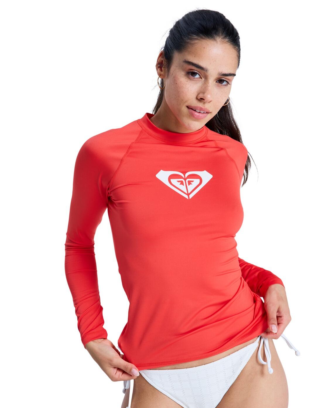 Roxy Langärmliger Rashguard WHOLE HEARTED Rot Frauen