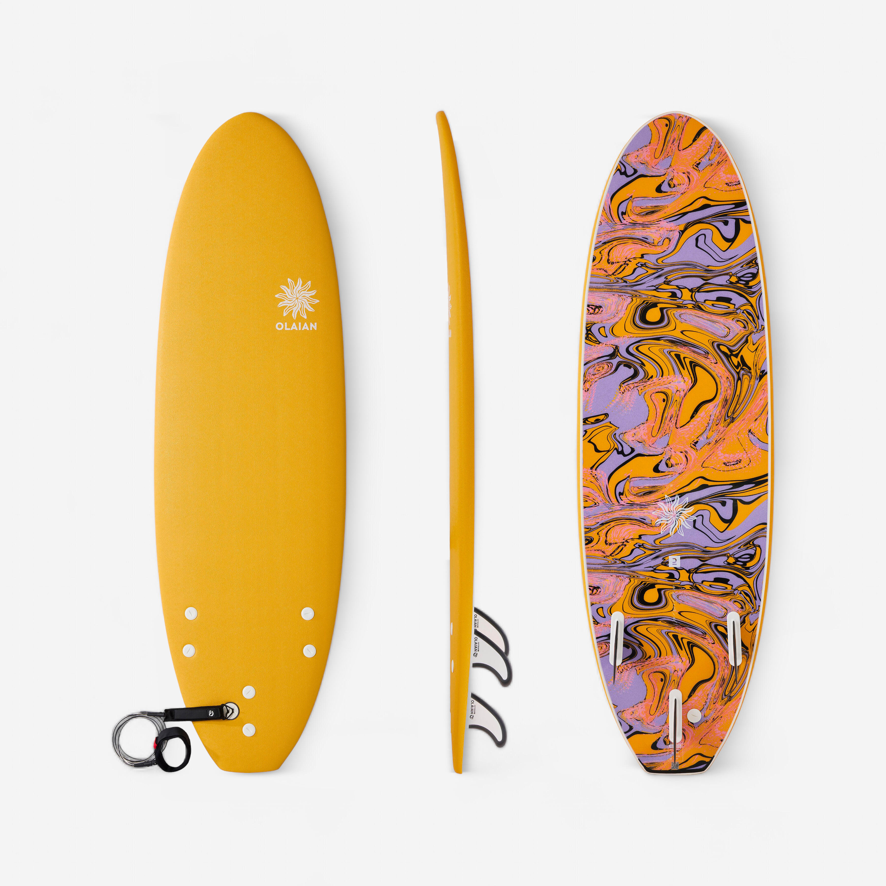 OLAIAN Surfboard Schaumstoff Kinder und Erwachsene 6' - 500 Soft gelb
