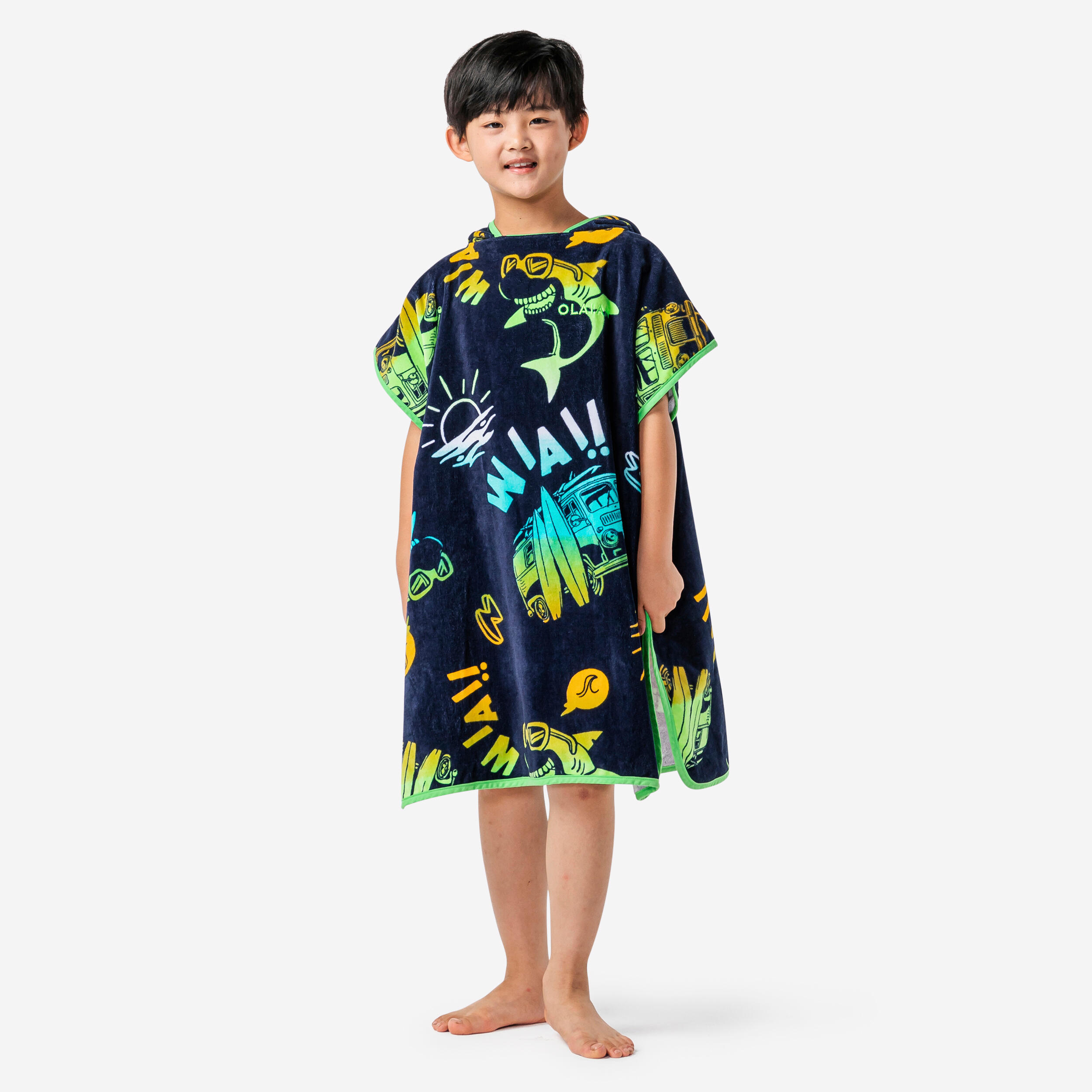 OLAIAN Surf-Poncho Kinder 500 Vanlife 110–135 cm blau
