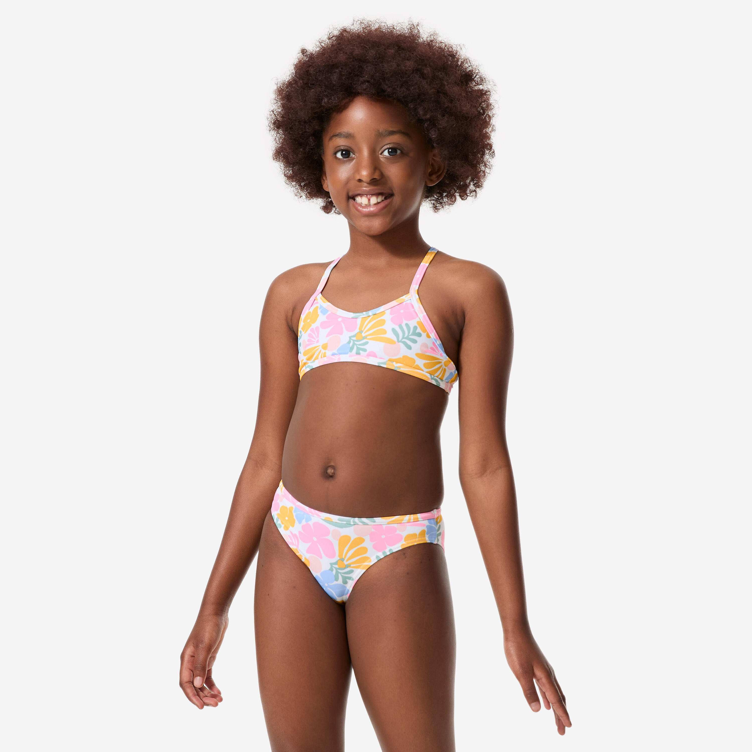 Decathlon Bikini-Set Mädchen gekreuzte Träger Boni Vahine weiß