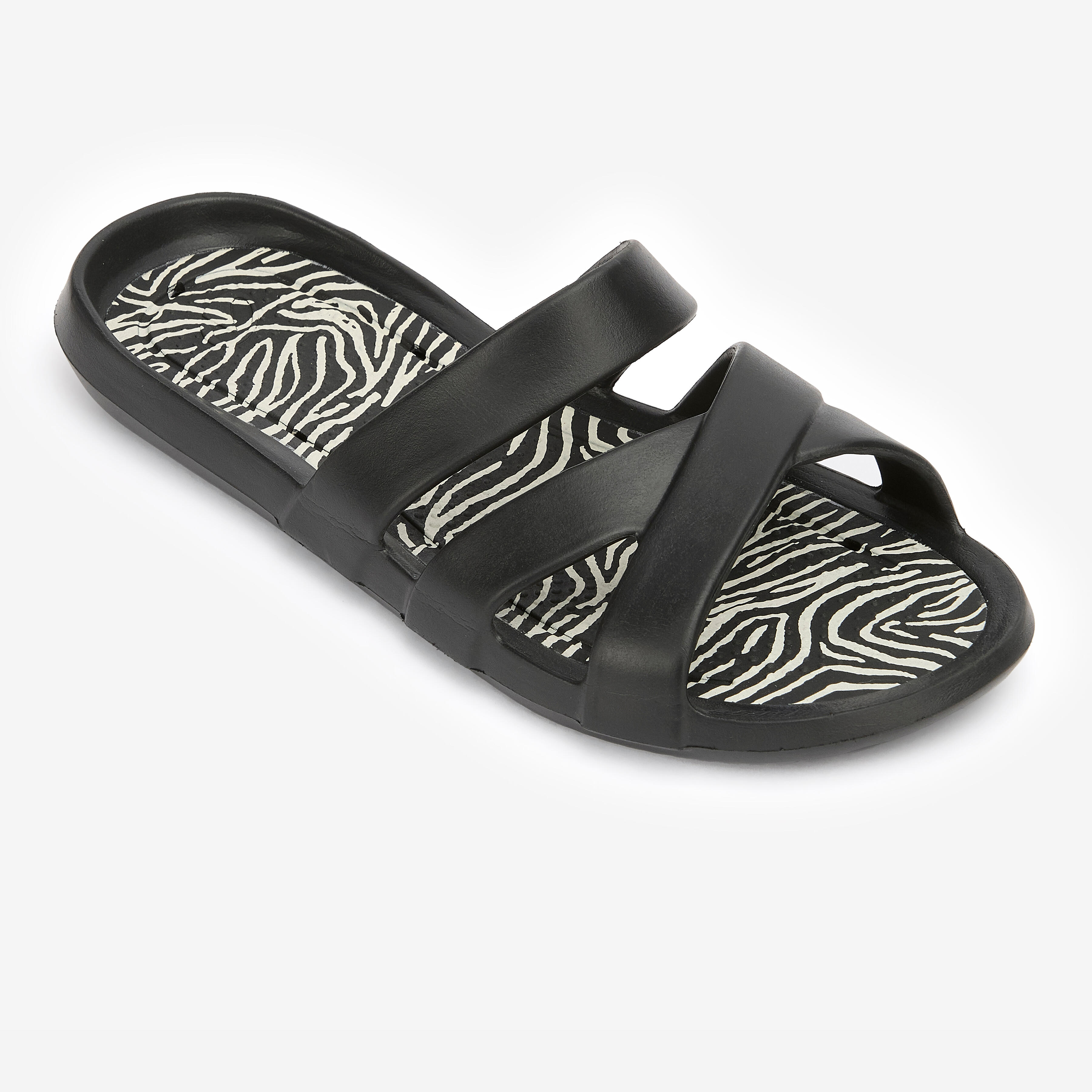 Decathlon Badelatschen Damen - Slap 500 Zeb 1 schwarz