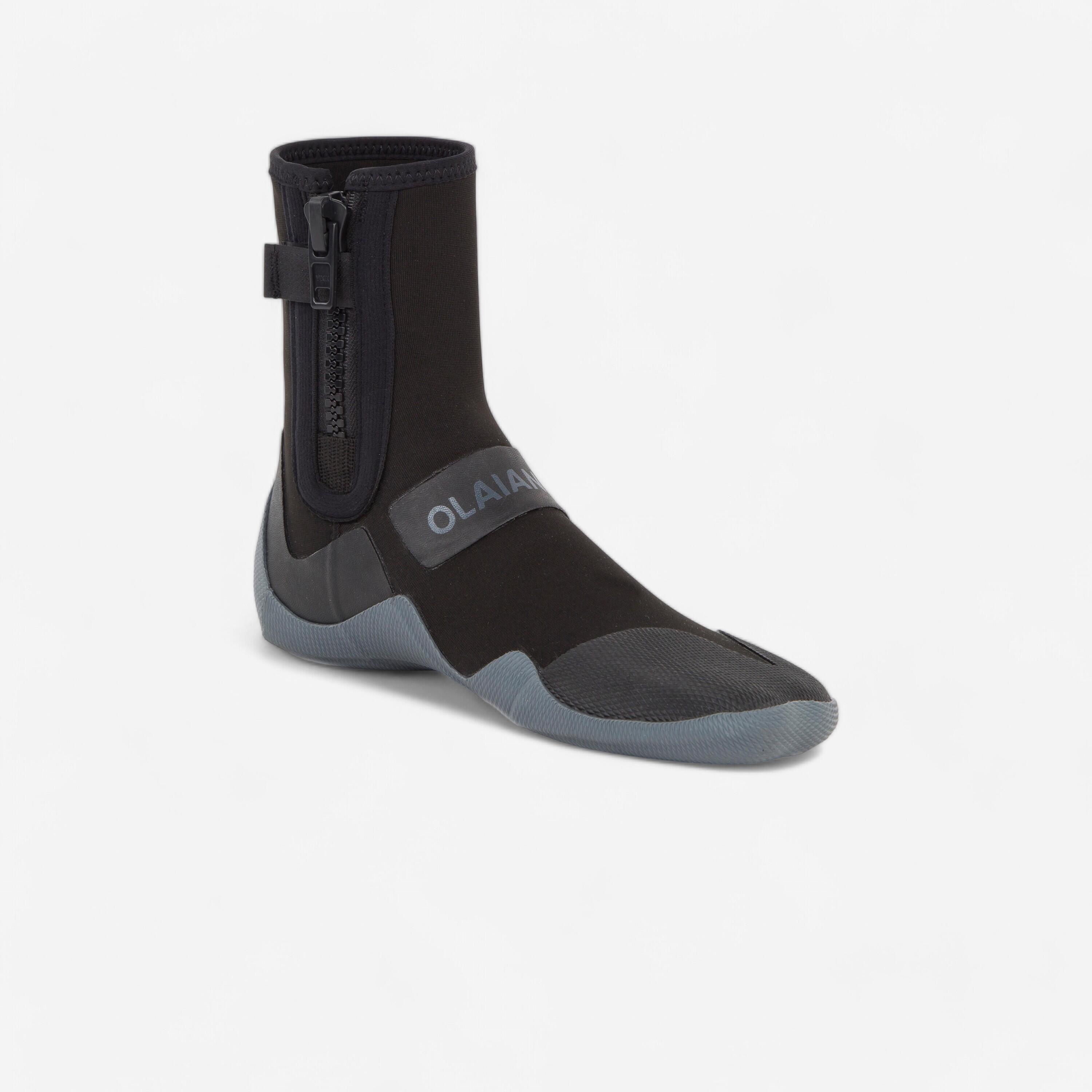 OLAIAN Neoprenschuhe Surfen Zip 500 3mm schwarz/grau