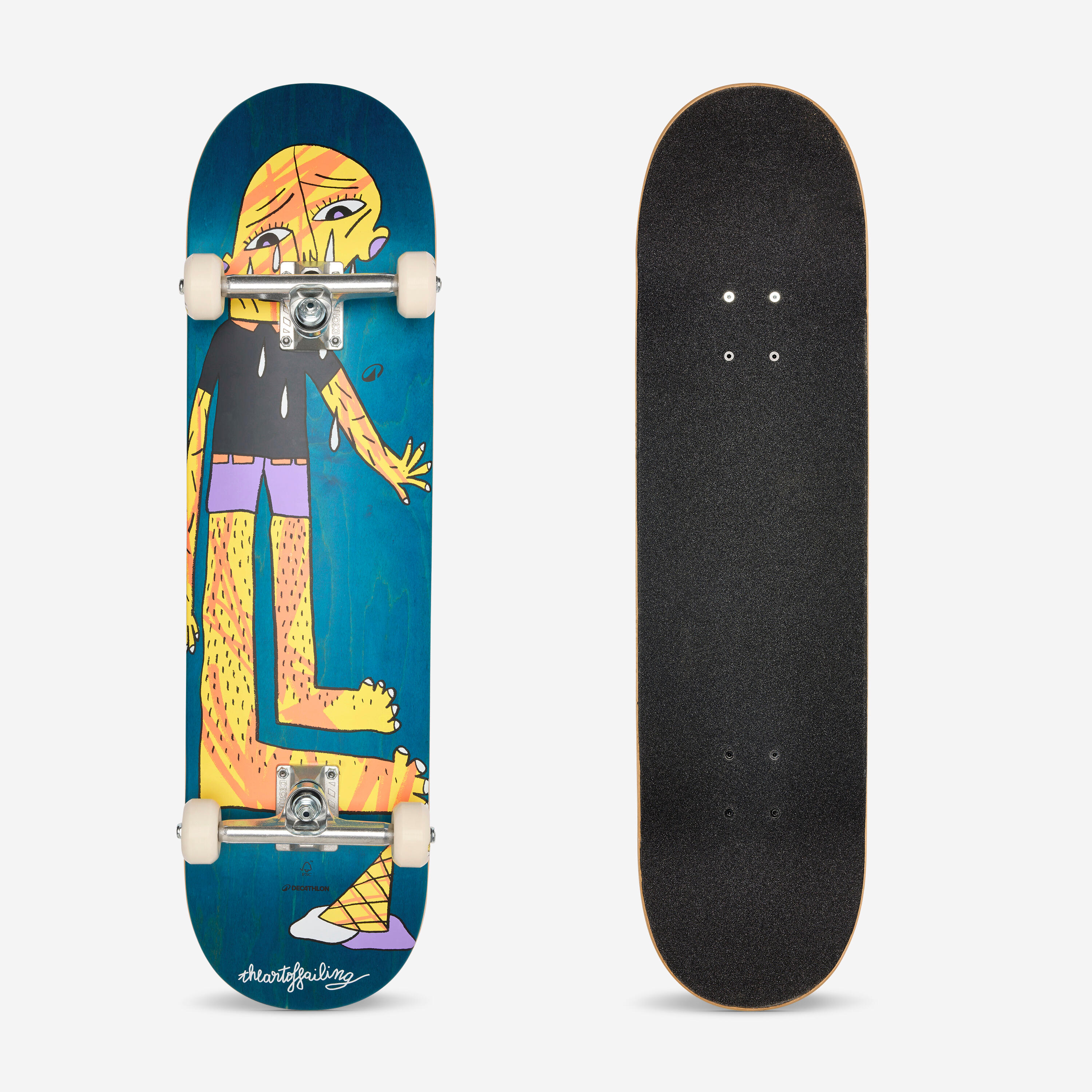 Decathlon Skateboard komplett für Skater ab 12 Jahren - CP500 Ice Cream