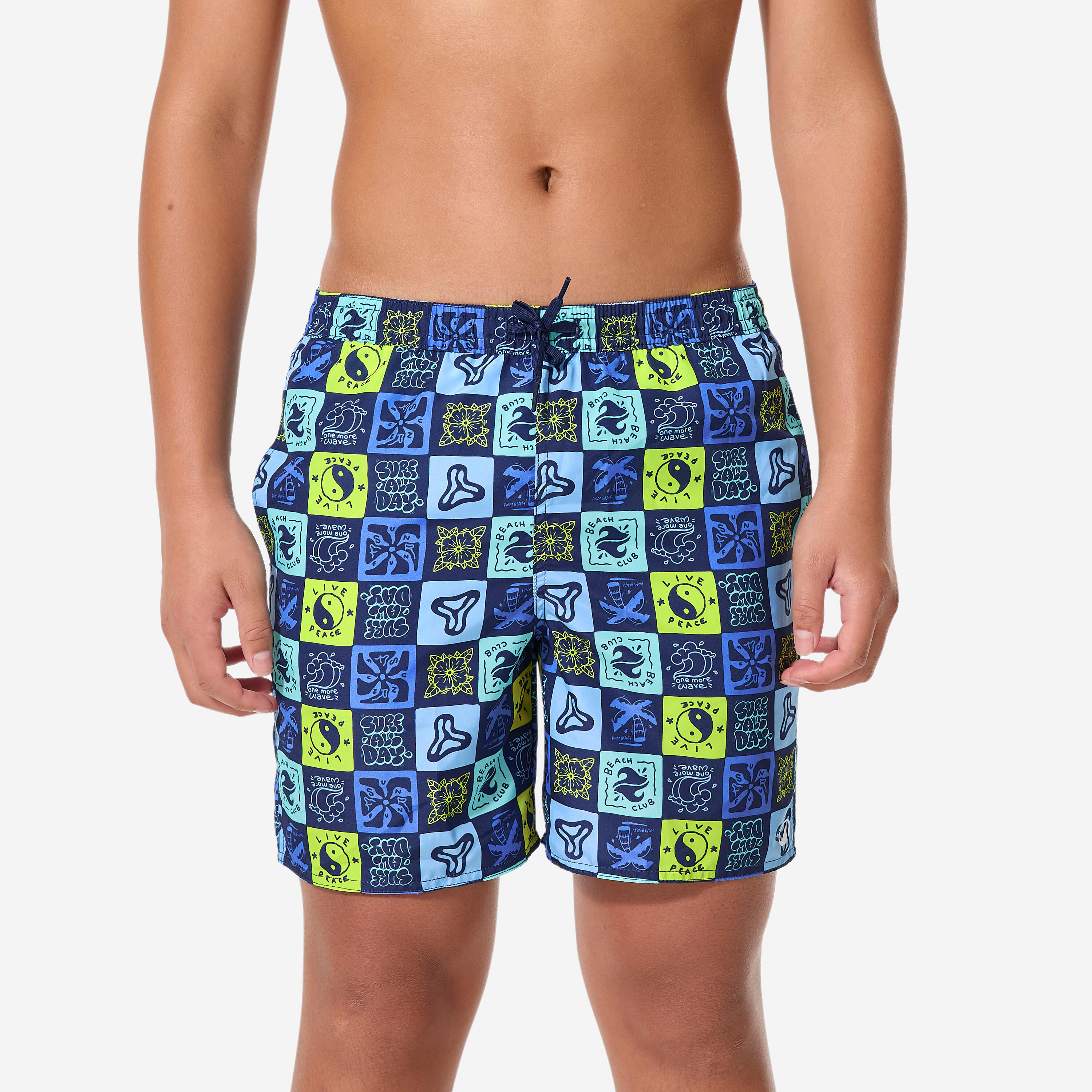 OLAIAN Boardshorts Surfen Jungen mit Taschen 100 Surfallday mehrfarbig