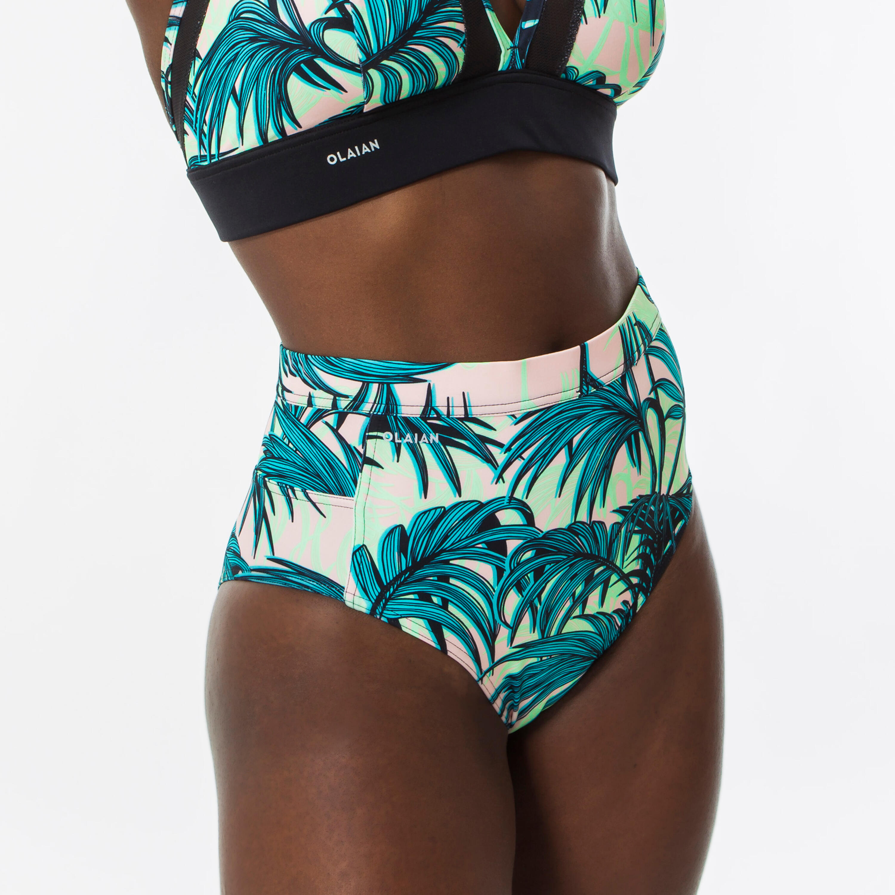 OLAIAN Bikini-Hose Damen hoher und breiter Taillenbund Rosa Presana ideal zum Surfen XS