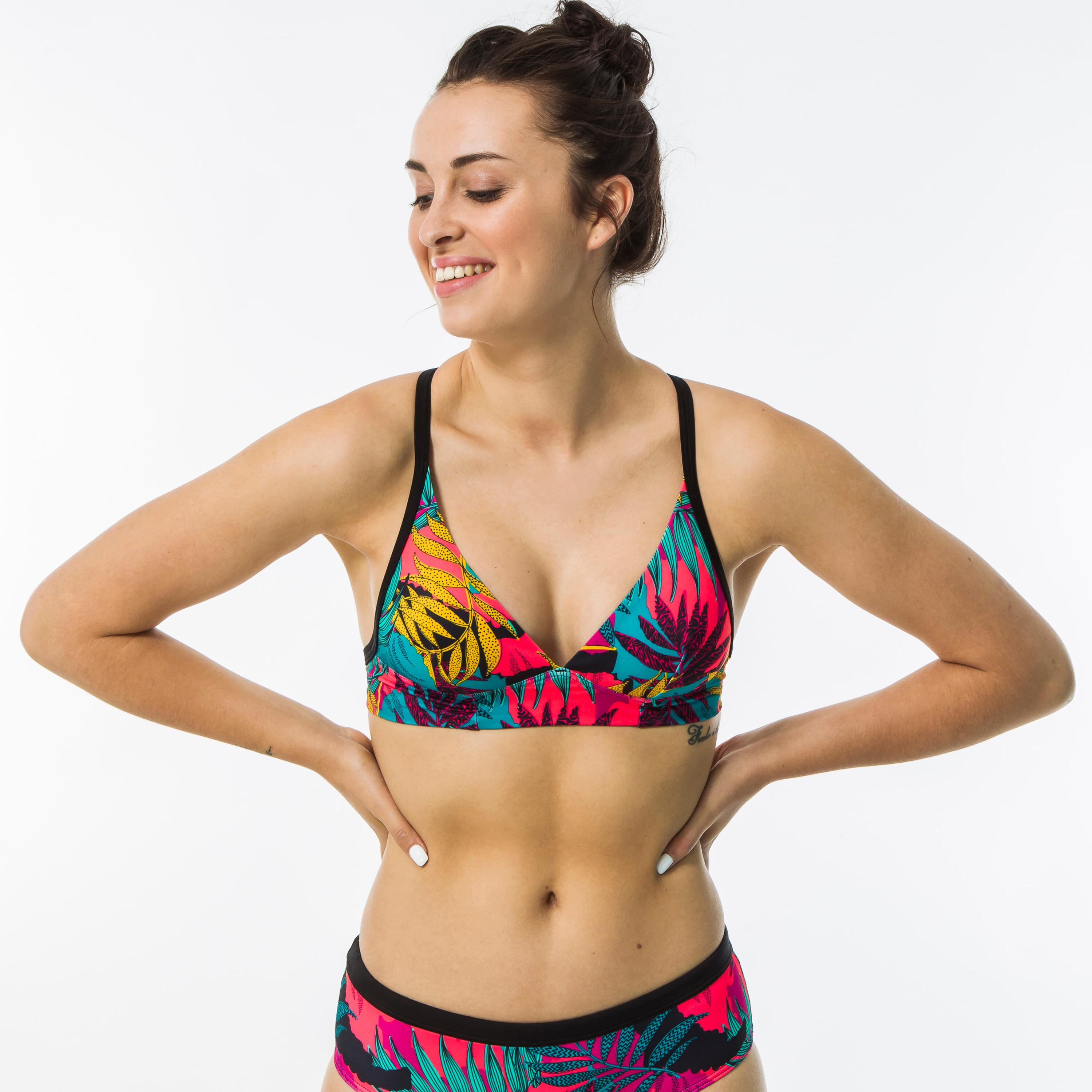 OLAIAN Bikini-Oberteil Damen Bustier Bea Lovina grün/pink/gelb
