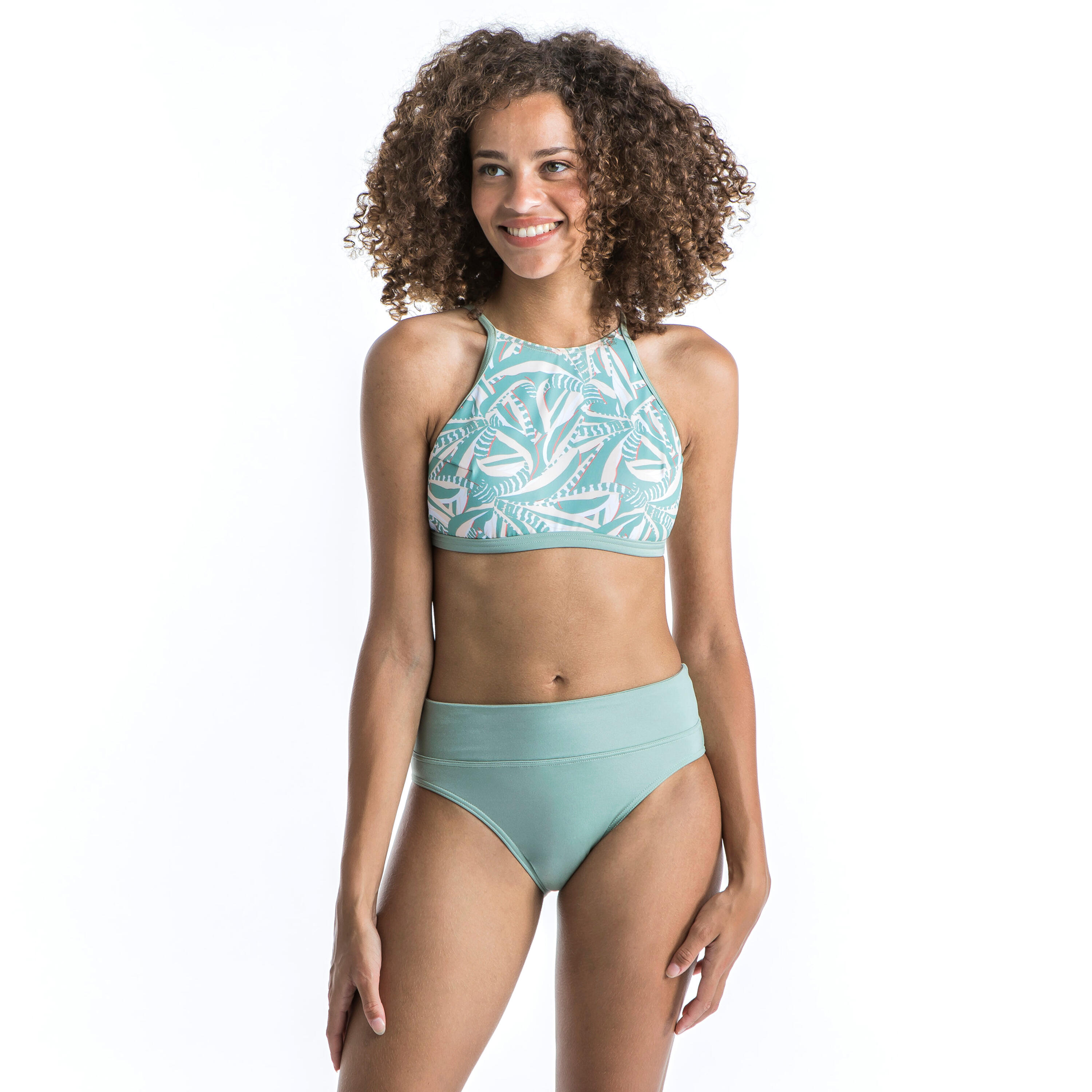 OLAIAN Bikini-Oberteil Damen Bustier freier RÃ¼cken Andrea Plant grÃ¼n/beige 70 B