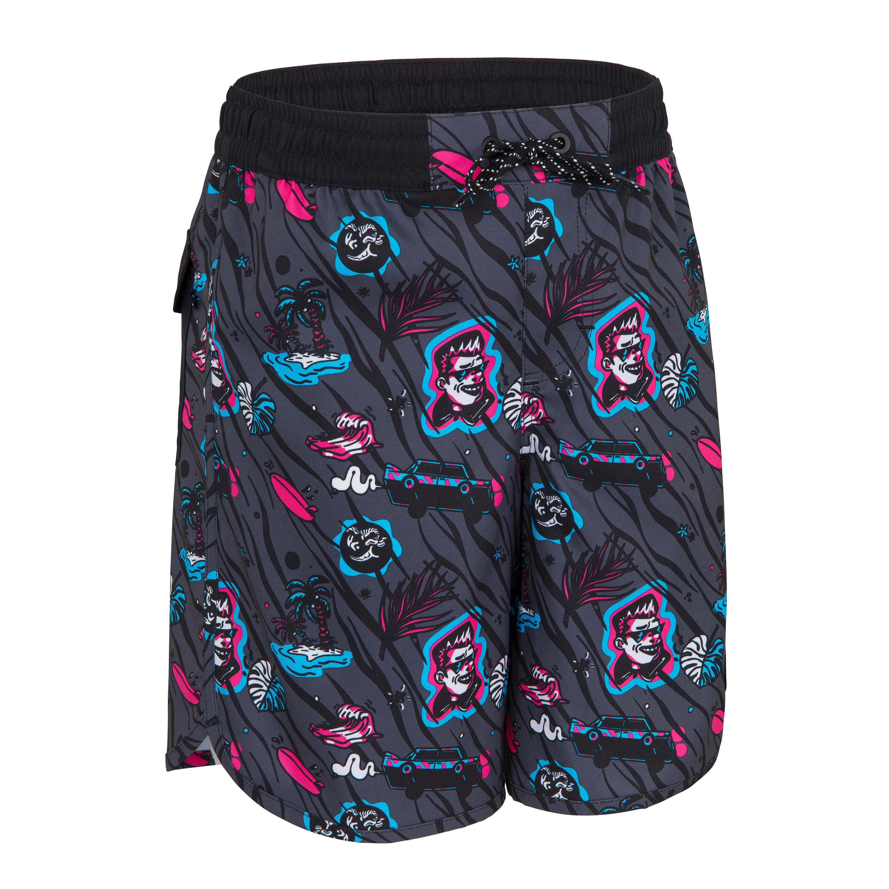 OLAIAN Boardshorts 500 schwarz/rosa Gr. 128  - 8 Jahre