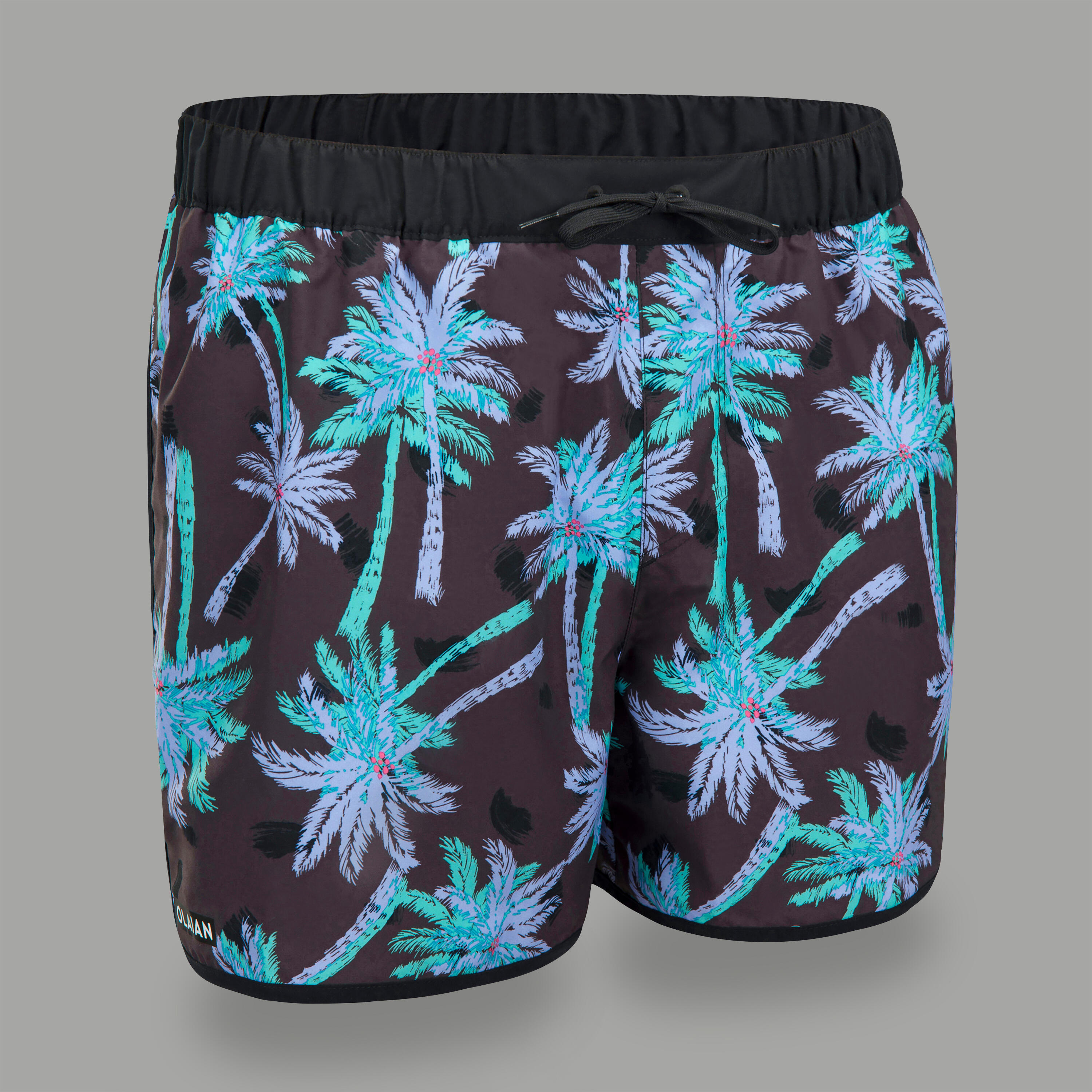 OLAIAN Boardshorts Surfen Herren kurz 100 Palmpanter schwarz/grÃ¼n M