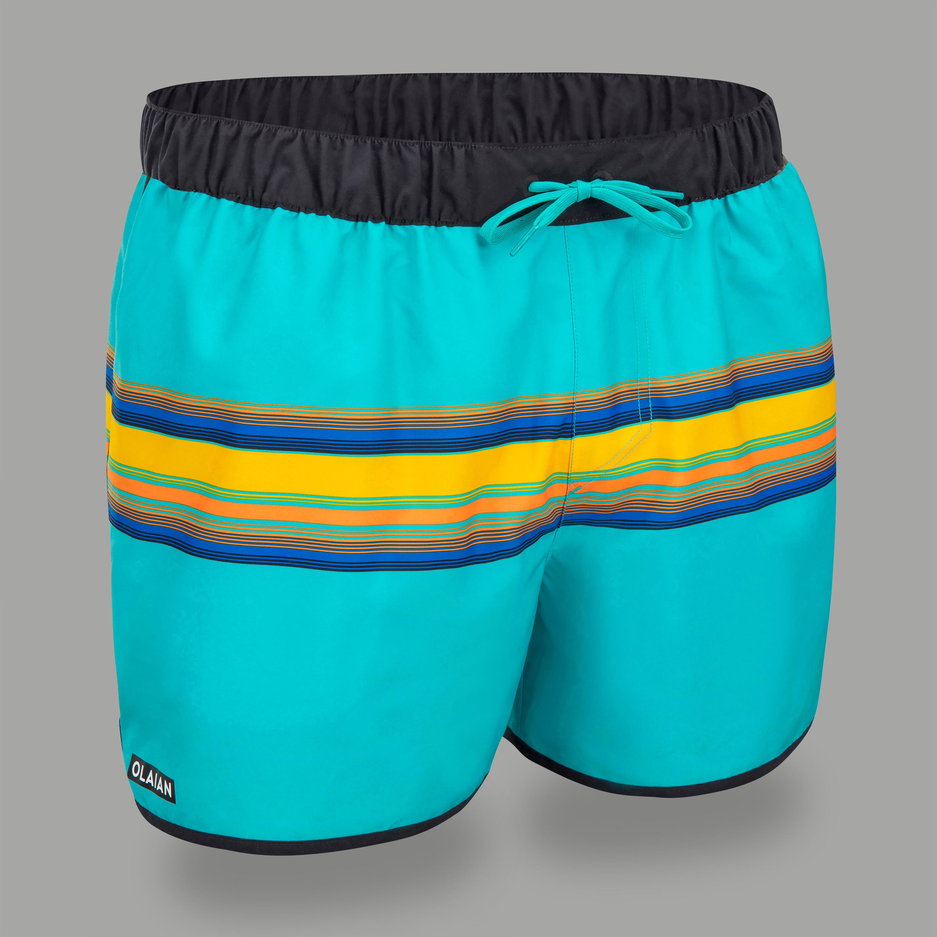 OLAIAN Boardshorts Surfen Herren kurz 100 Sunstripe grÃ¼n/gelborange XL