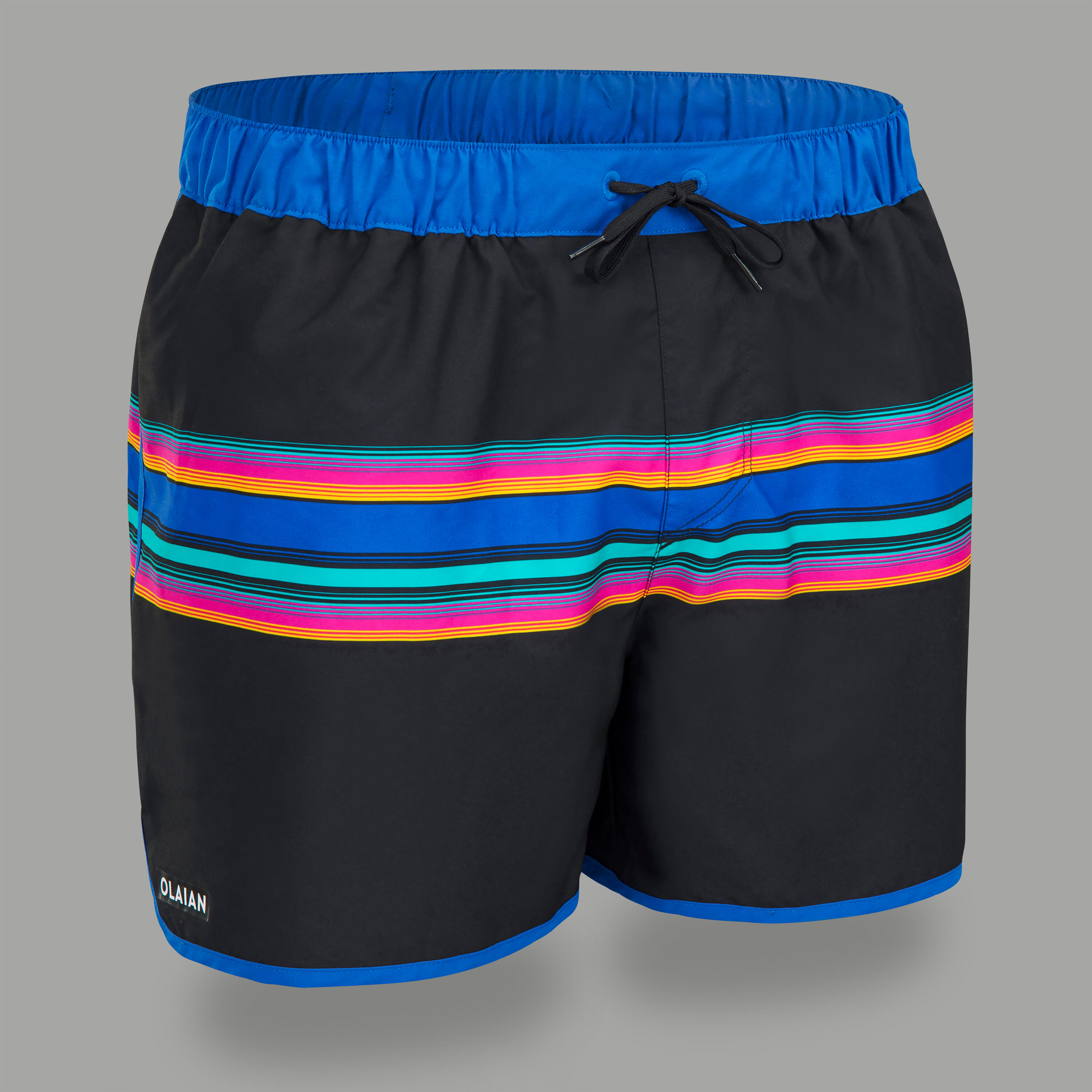 OLAIAN Boardshorts Surfen Herren kurz 100 Sunstripe schwarz/blau L