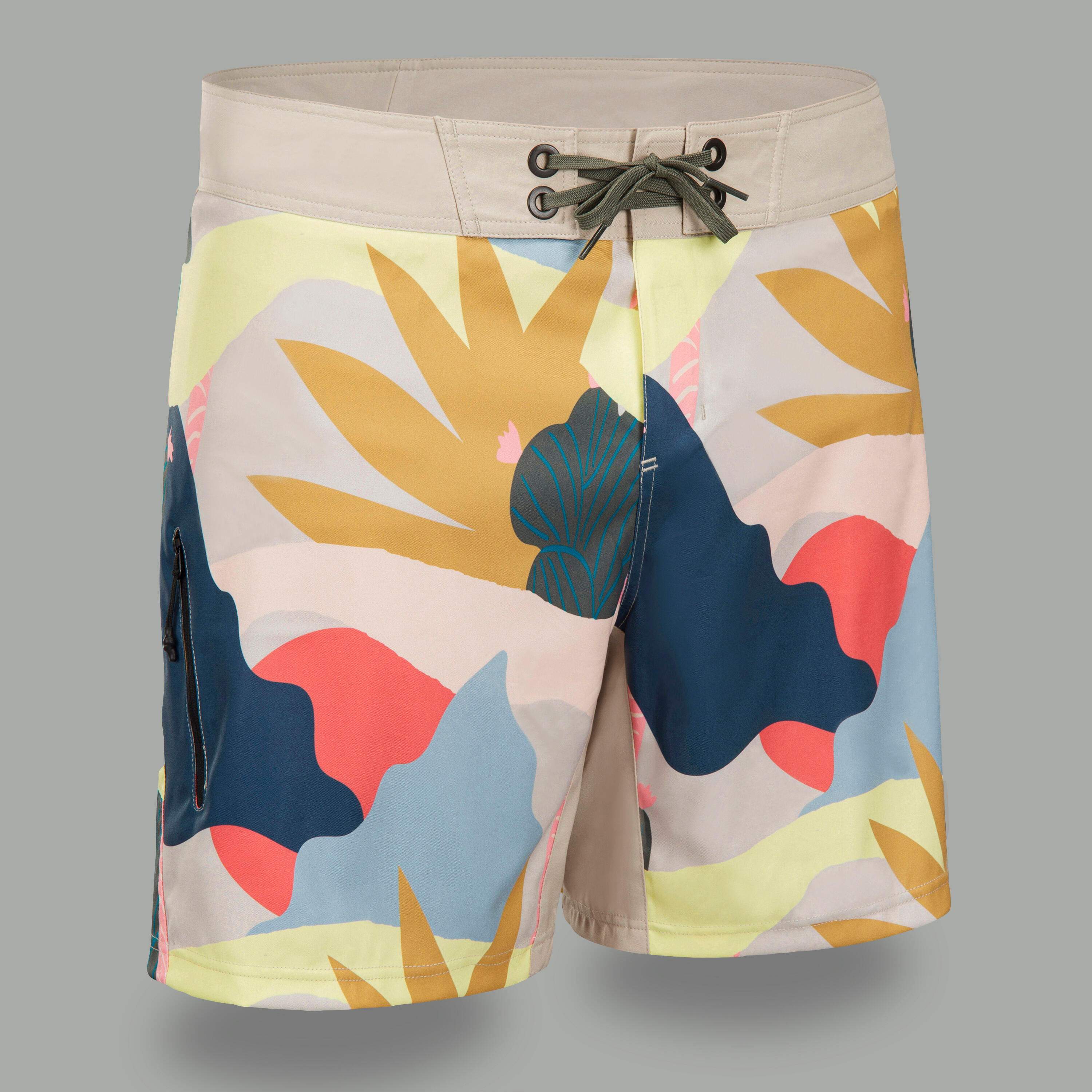 OLAIAN Boardshorts Surfen Herren kurz 500 Colorama beige/bunt L