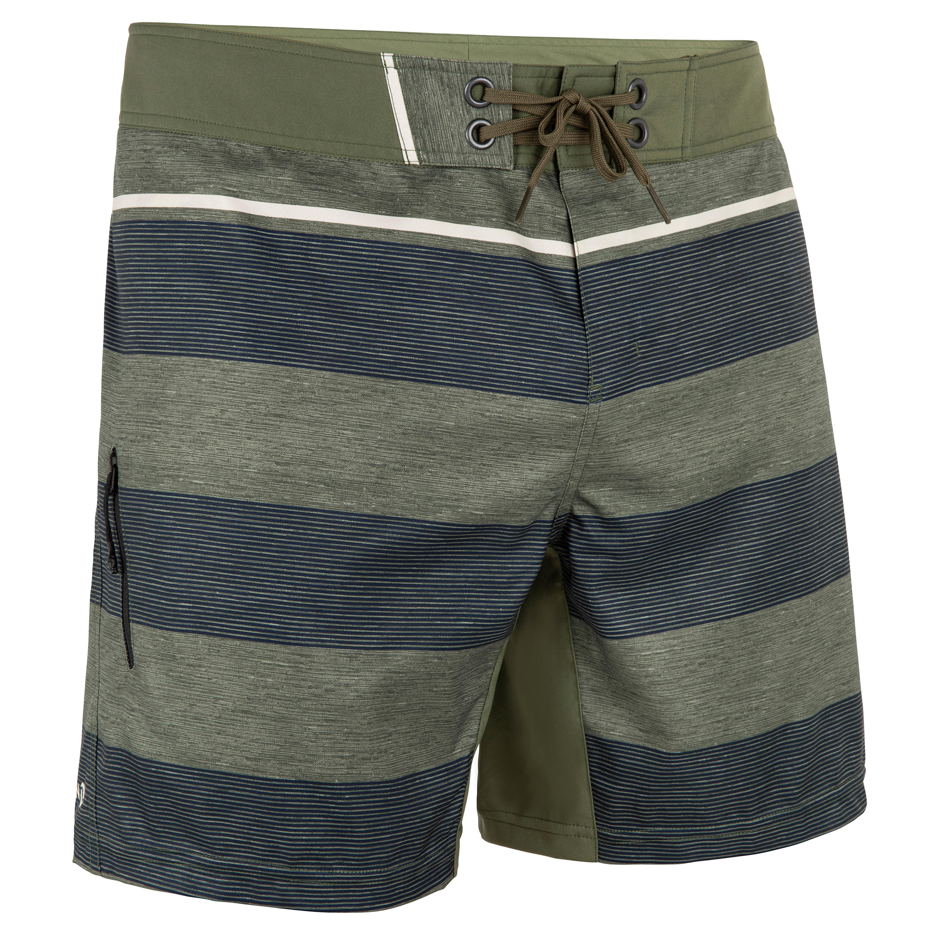 OLAIAN Boardshorts Surfen Herren kurz 500 Lines grÃ¼n/grau M