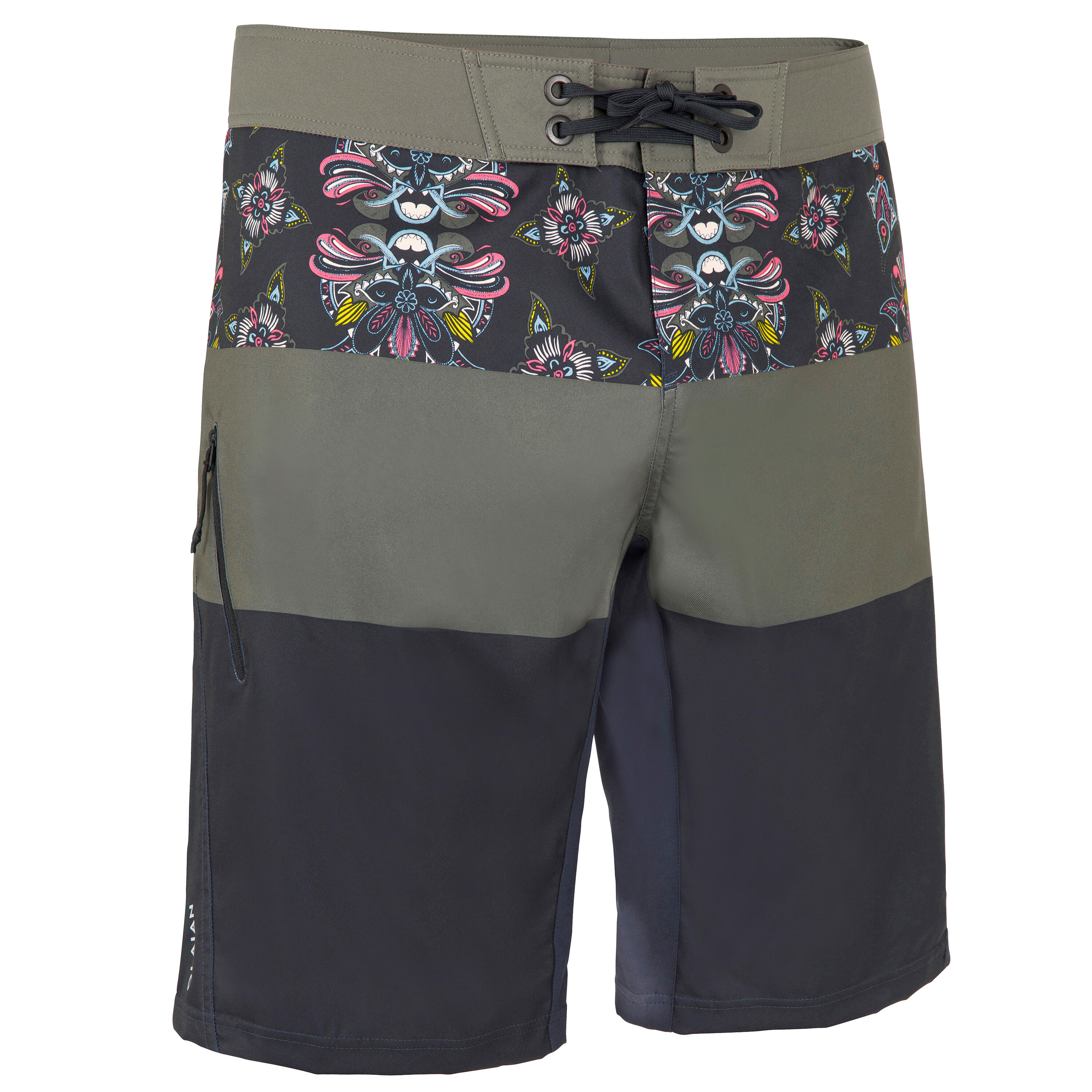 OLAIAN Boardshorts Surfen Herren lang 500 Frise Schwarz/kaki L