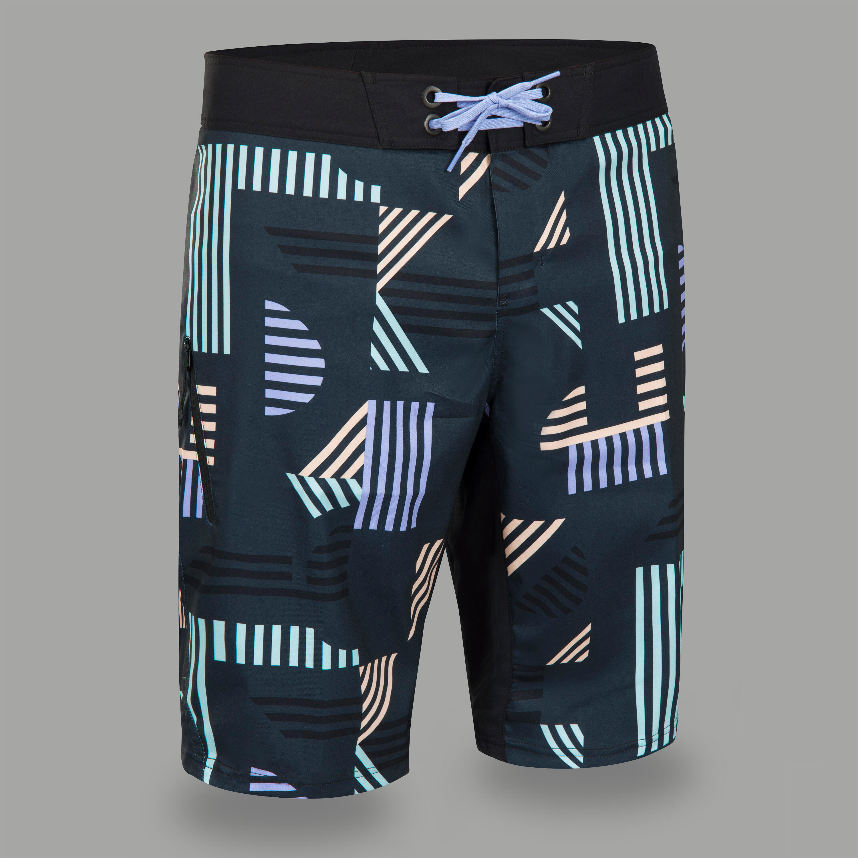 OLAIAN Boardshorts Surfen Herren lang 500 Graphiti schwarz/bunt M