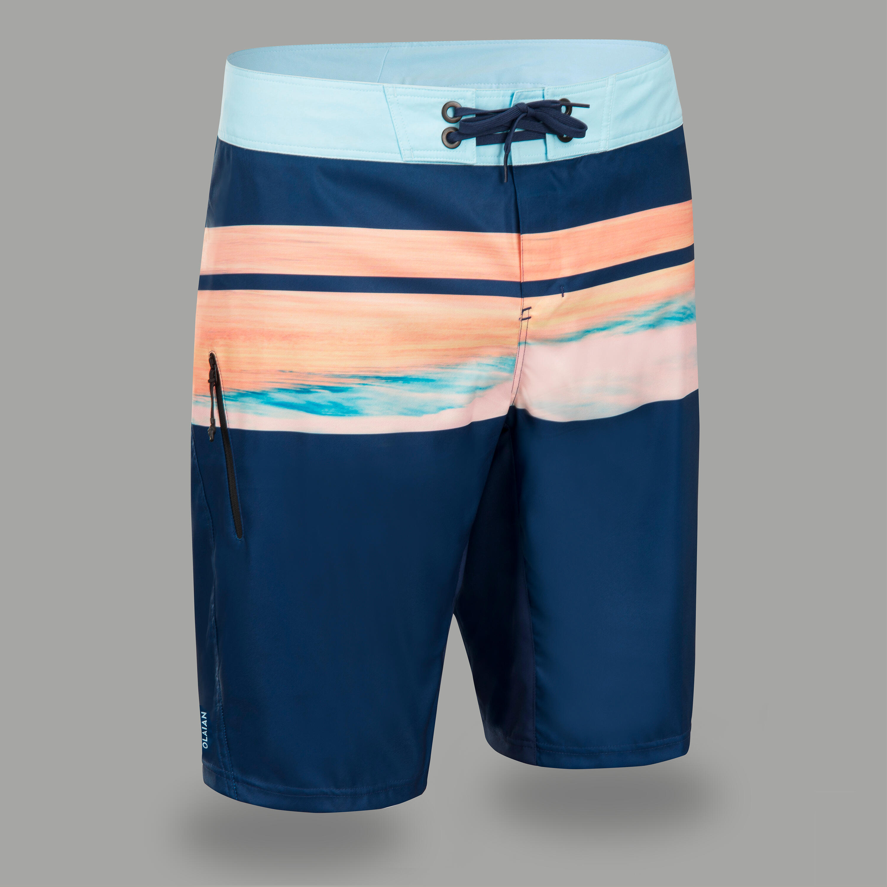 OLAIAN Boardshorts Surfen Herren lang 500 Uni blau/orange L