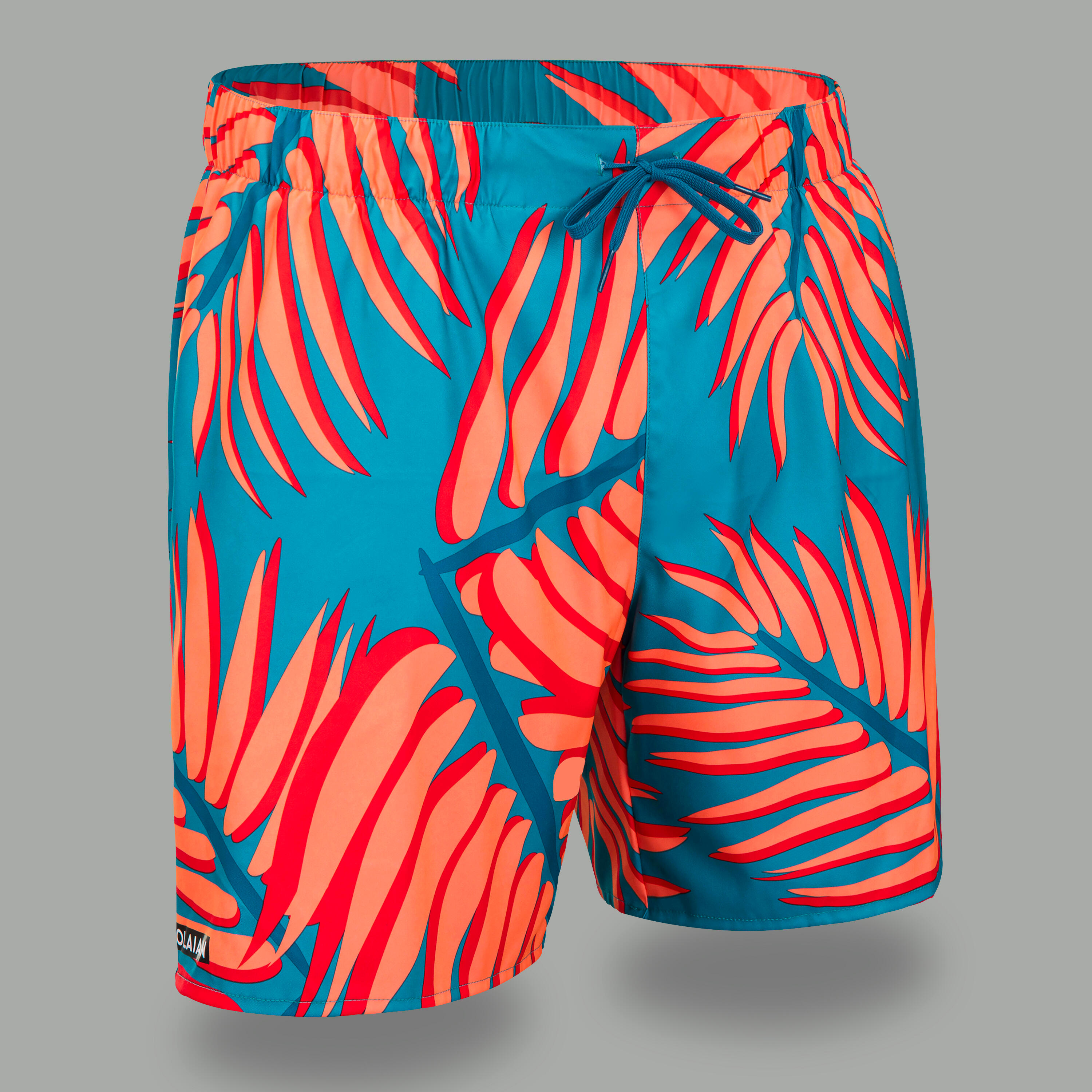 OLAIAN Boardshorts Surfen Herren mittellang 100 Bigpalm blau/orange L