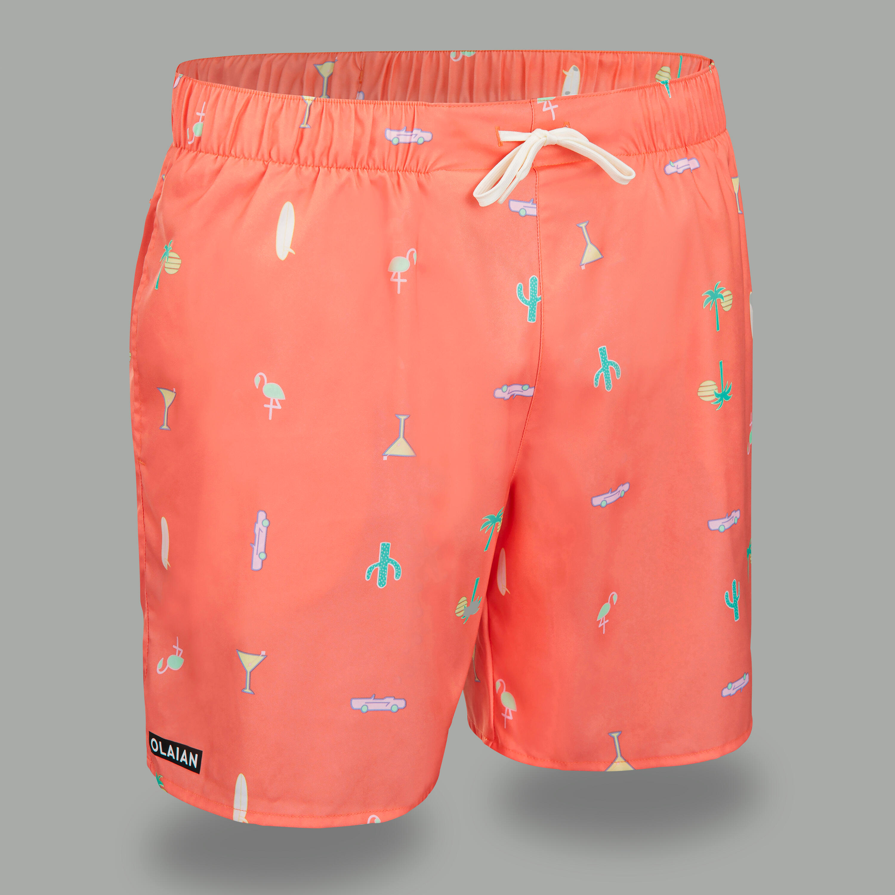 OLAIAN Boardshorts Surfen Herren mittellang 100 Cosmic orange 2XL