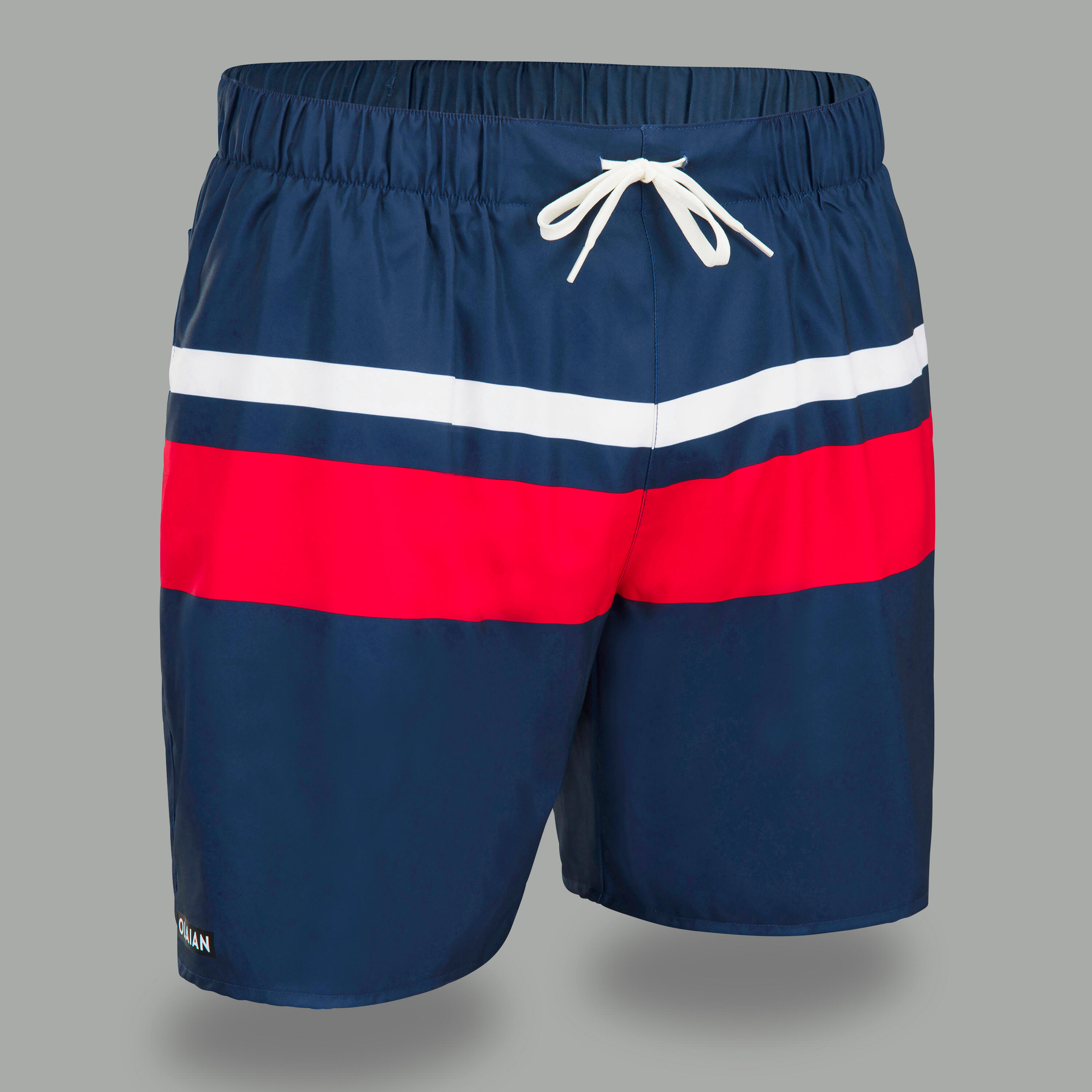 OLAIAN Boardshorts Surfen Herren mittellang 100 Popstrp blau/rot 2XL