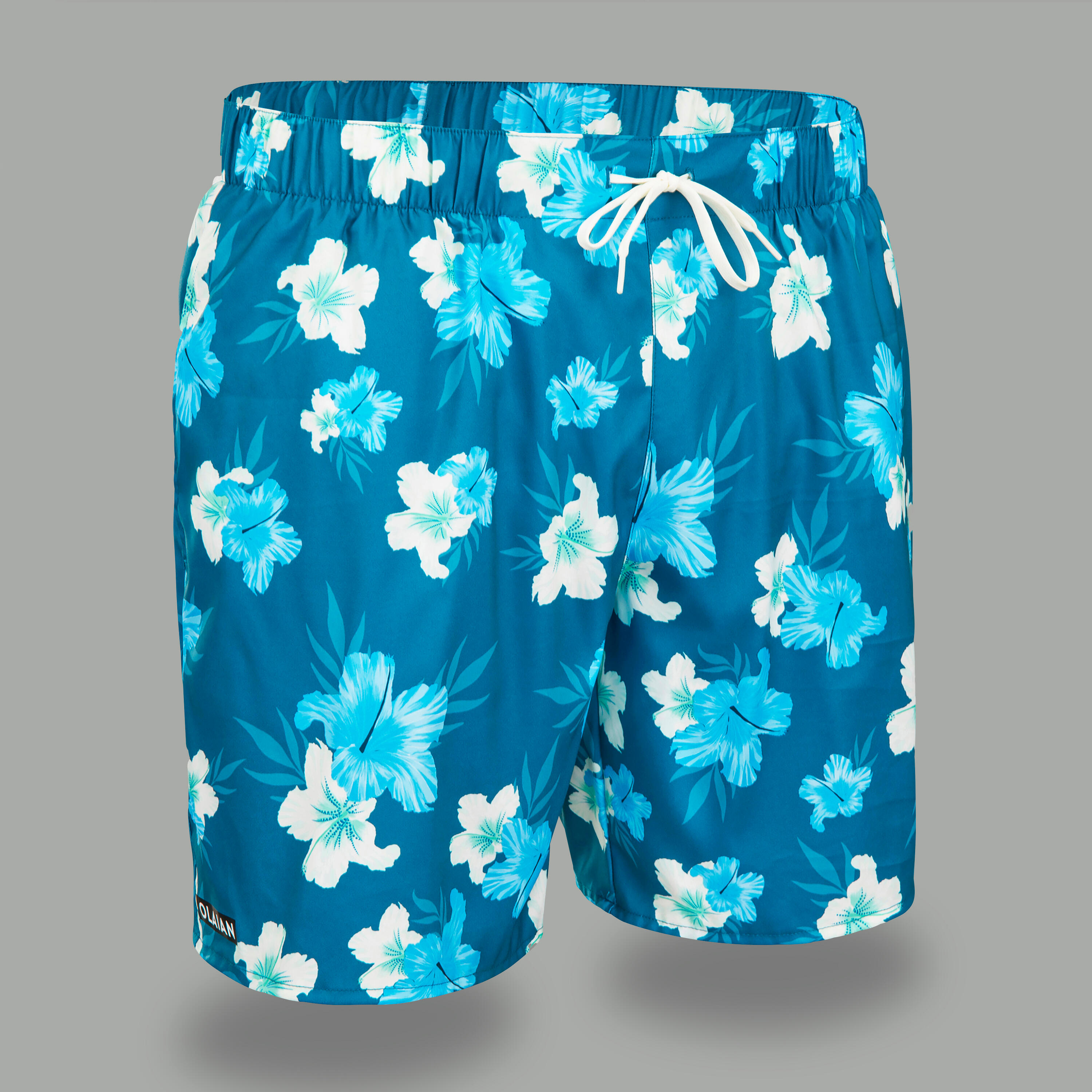 OLAIAN Boardshorts Surfen Herren mittellang 100 Venice blau/weiß 2XL