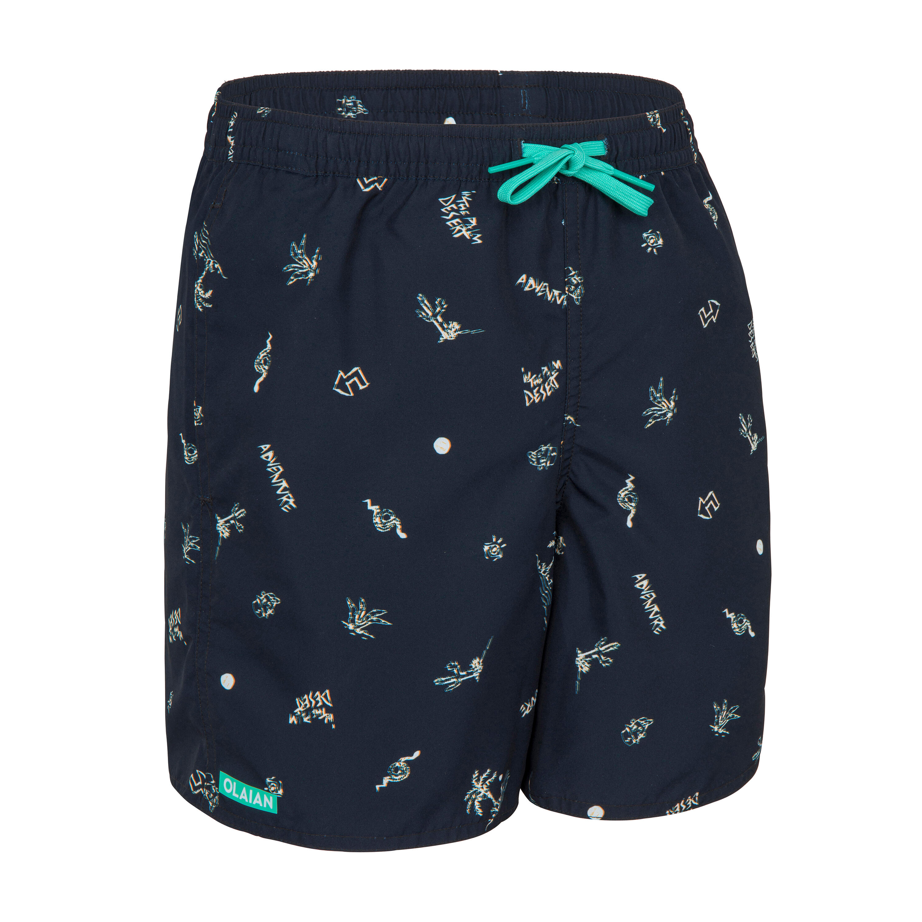 OLAIAN Boardshorts Surfen Jungen 100 Adventure schwarz 10 Jahre - Gr. 140