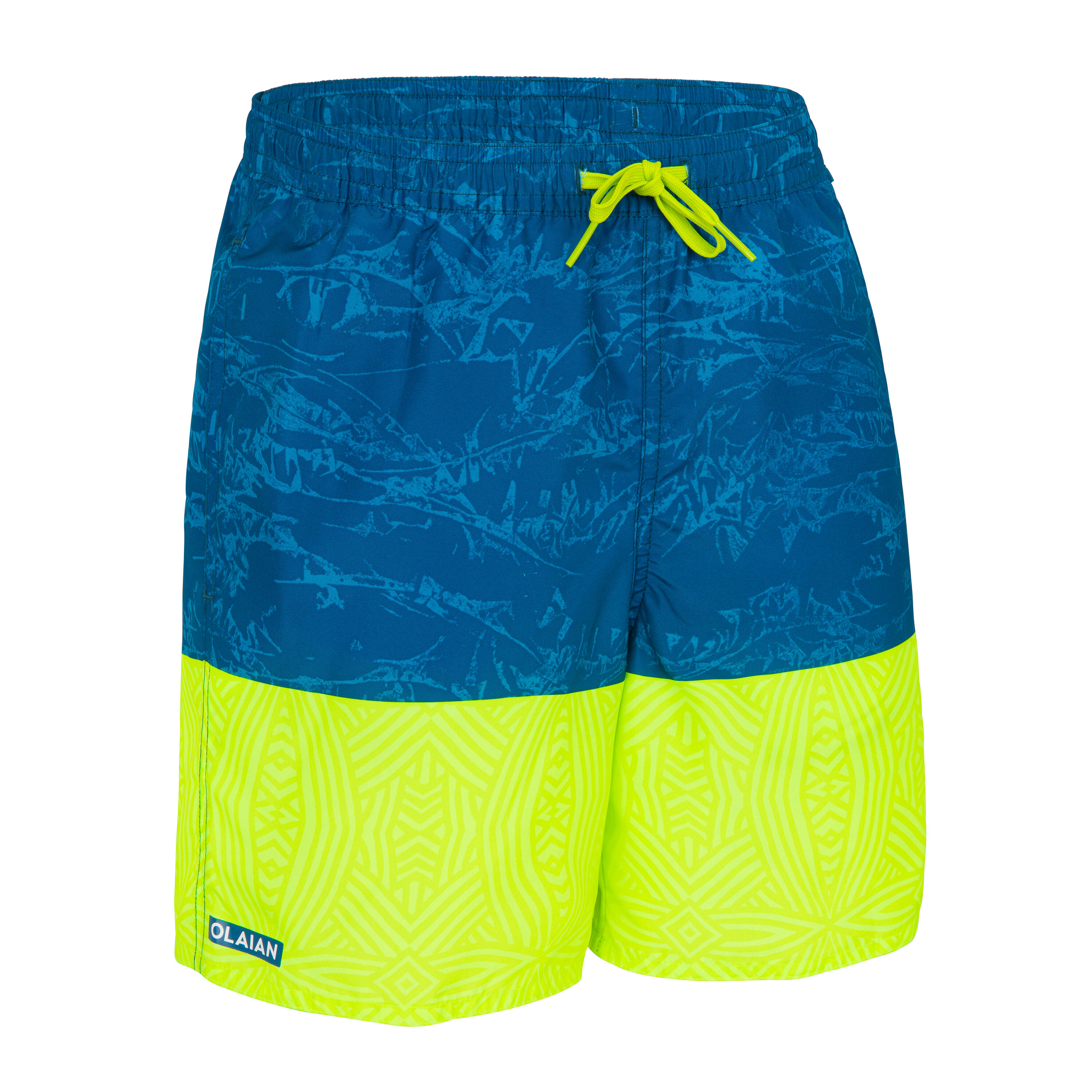 OLAIAN Boardshorts Surfen Jungen 100 Boy Shiba gelb/blau 8 Jahre - Gr. 128