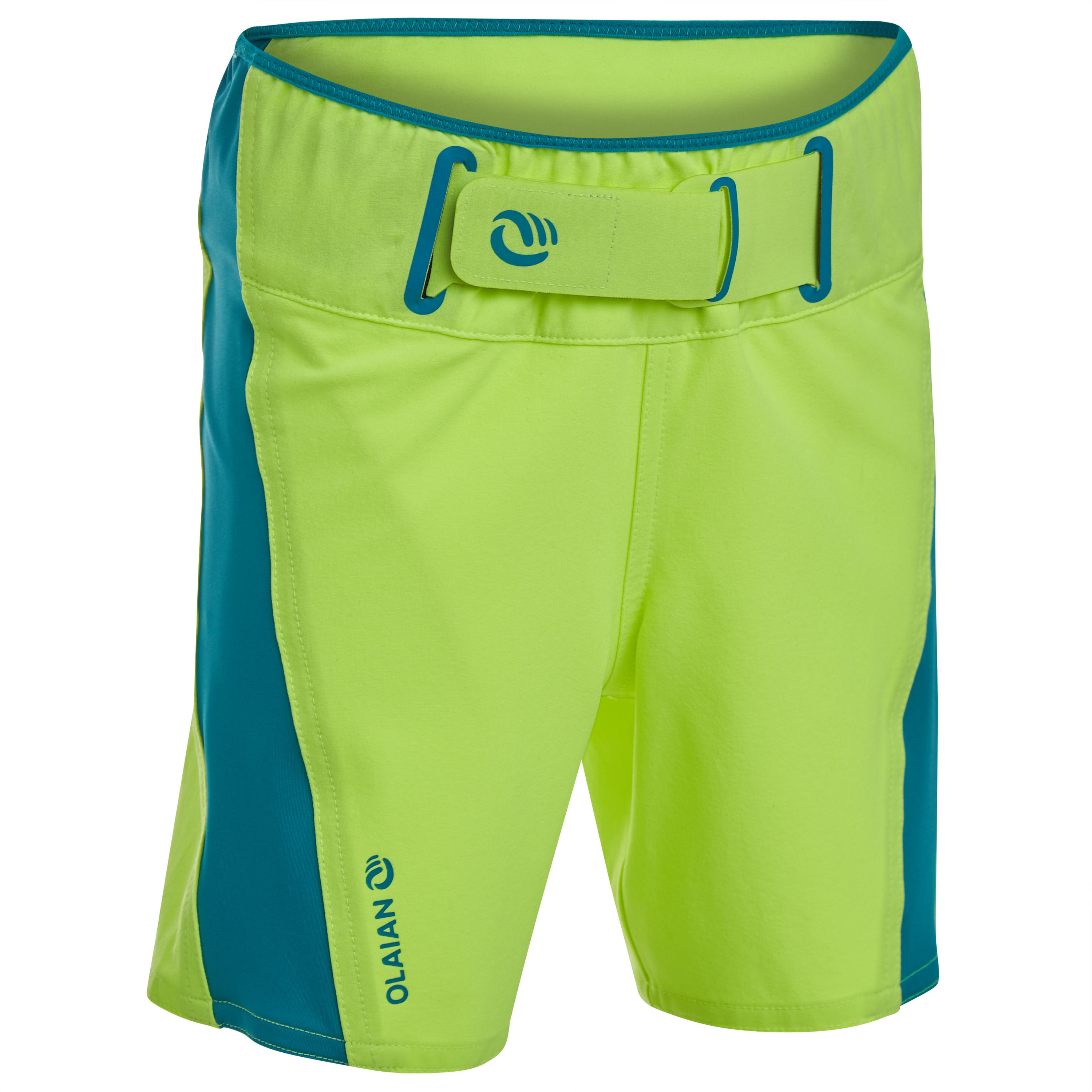 OLAIAN Boardshorts Surfen Jungen 500 gelb/petrol Gr. 104 - 4 Jahre