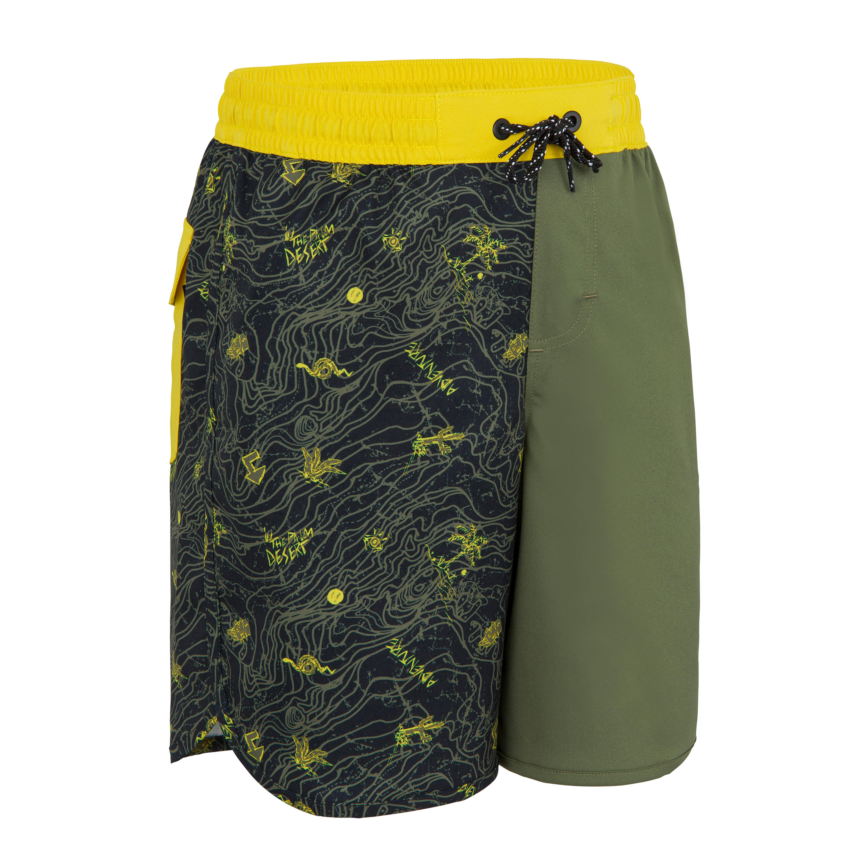 OLAIAN Boardshorts Surfen Jungen 500 khaki/schwarz 8 Jahre - Gr. 128