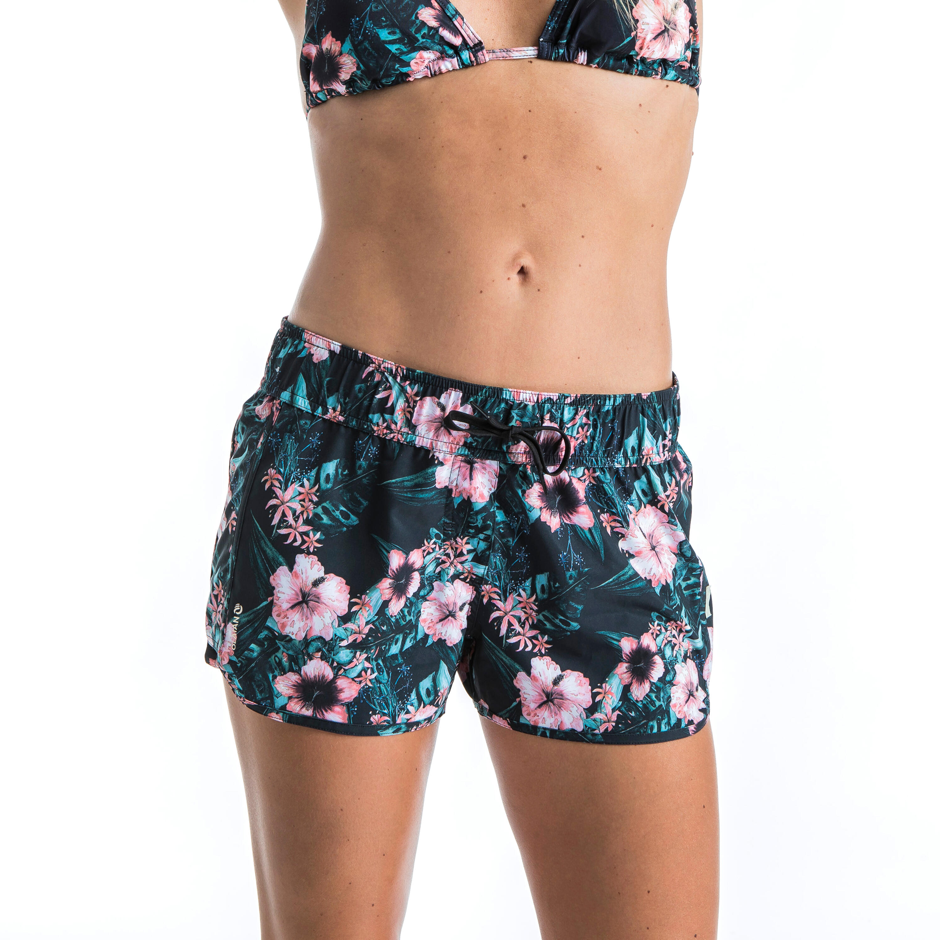 OLAIAN Boardshorts TINI HIBISCO Surfen elastischer Taillenbund mit Kordelzug Damen XL