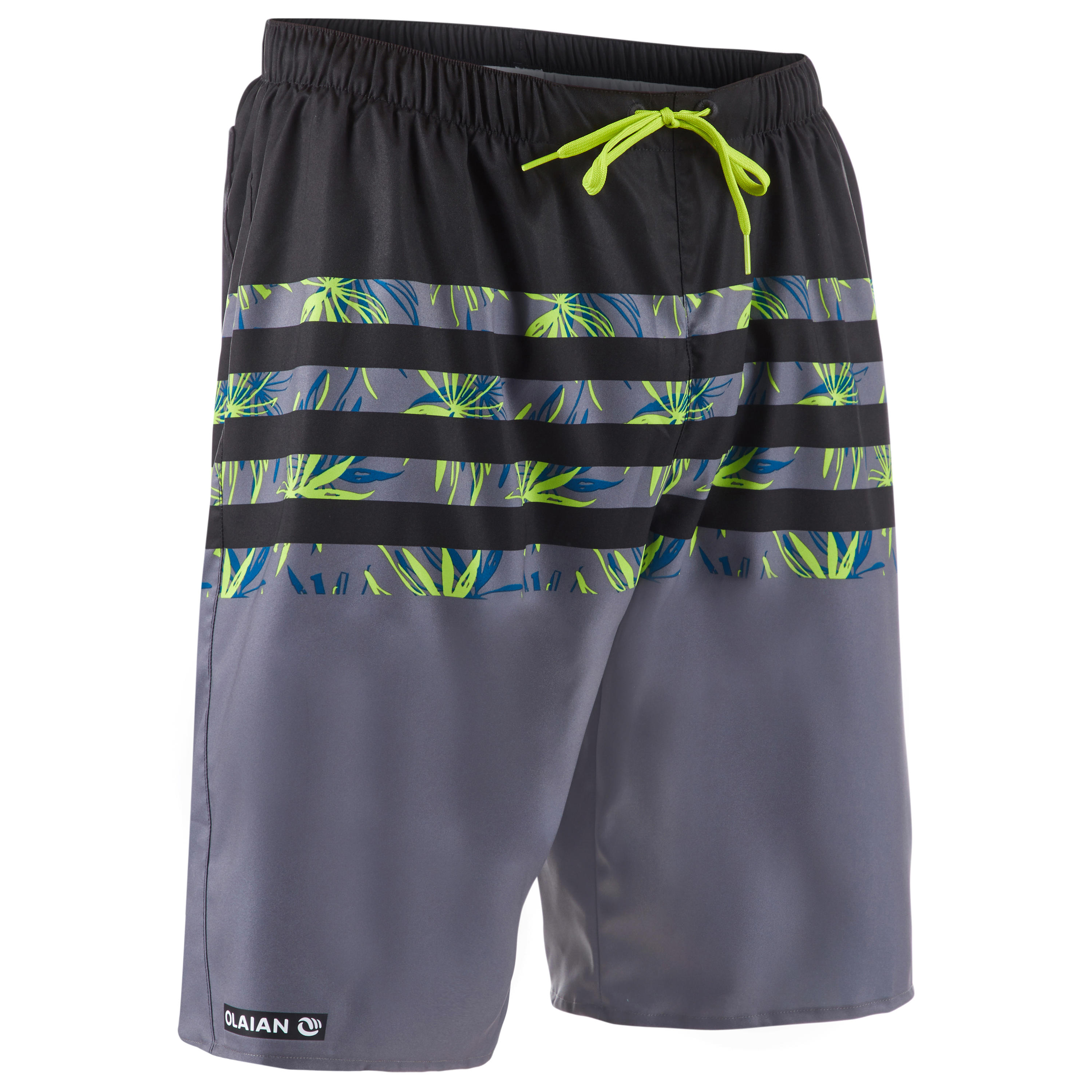 OLAIAN Boardshorts lang Surfen 100 Flostripe grau S