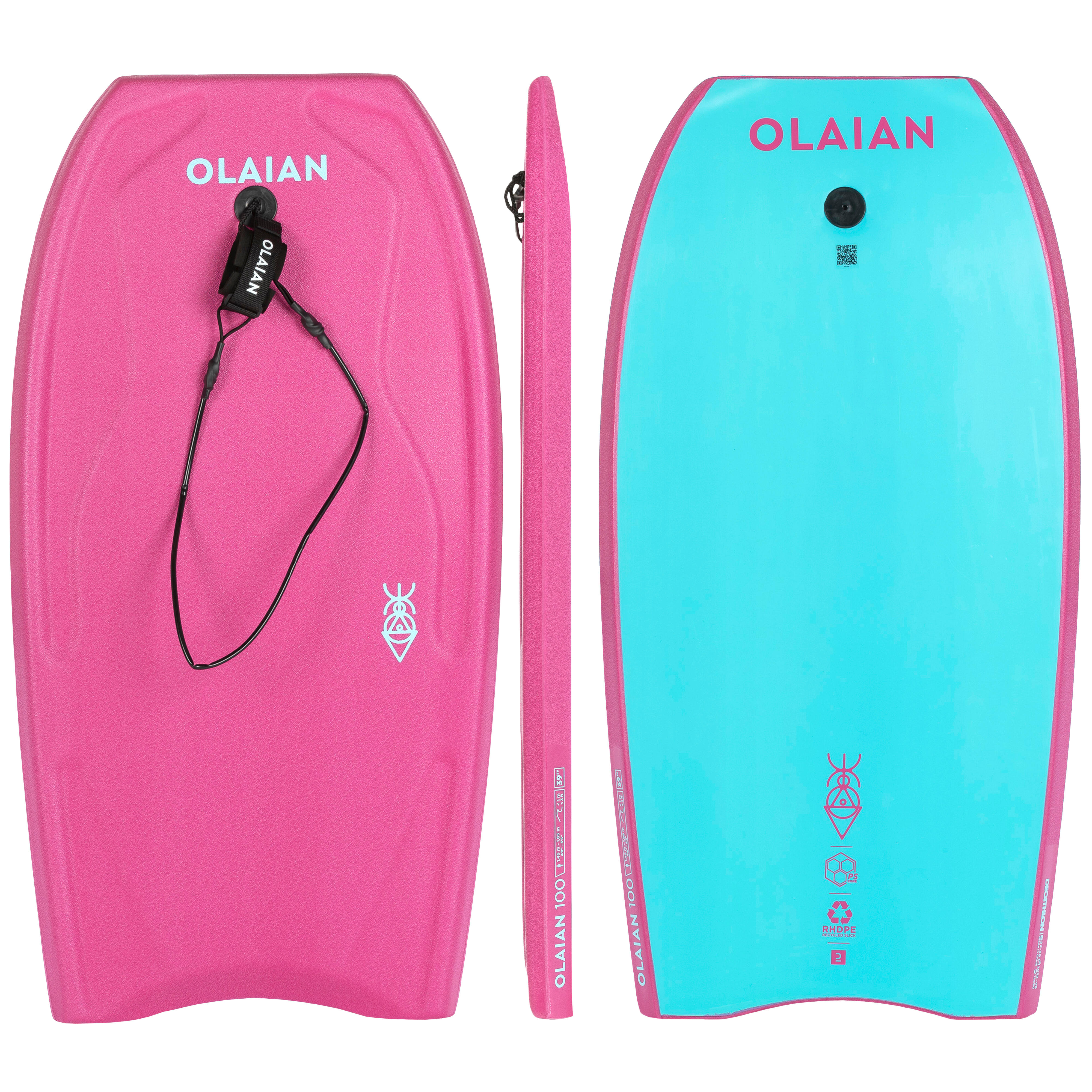OLAIAN Bodyboard Handgelenk-Leash 100 rosa/blau 39