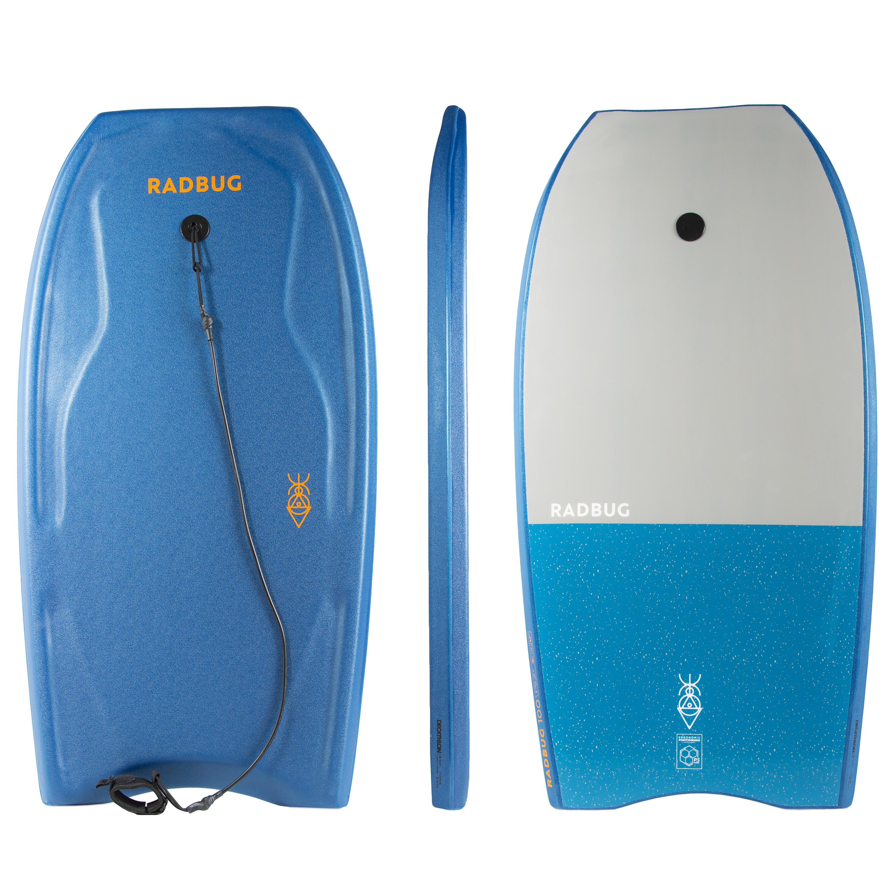 OLAIAN Bodyboard mit Handgelenk-Leash 100 blau 2XS