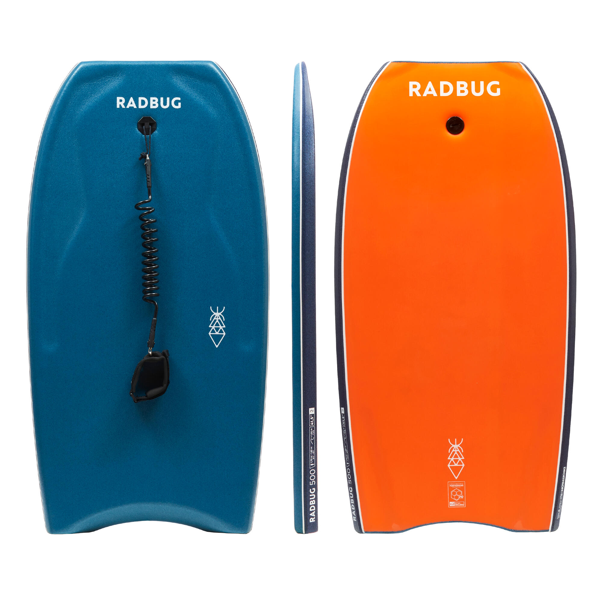 OLAIAN Bodyboard mit Leash - 500 blau/orange 43.5